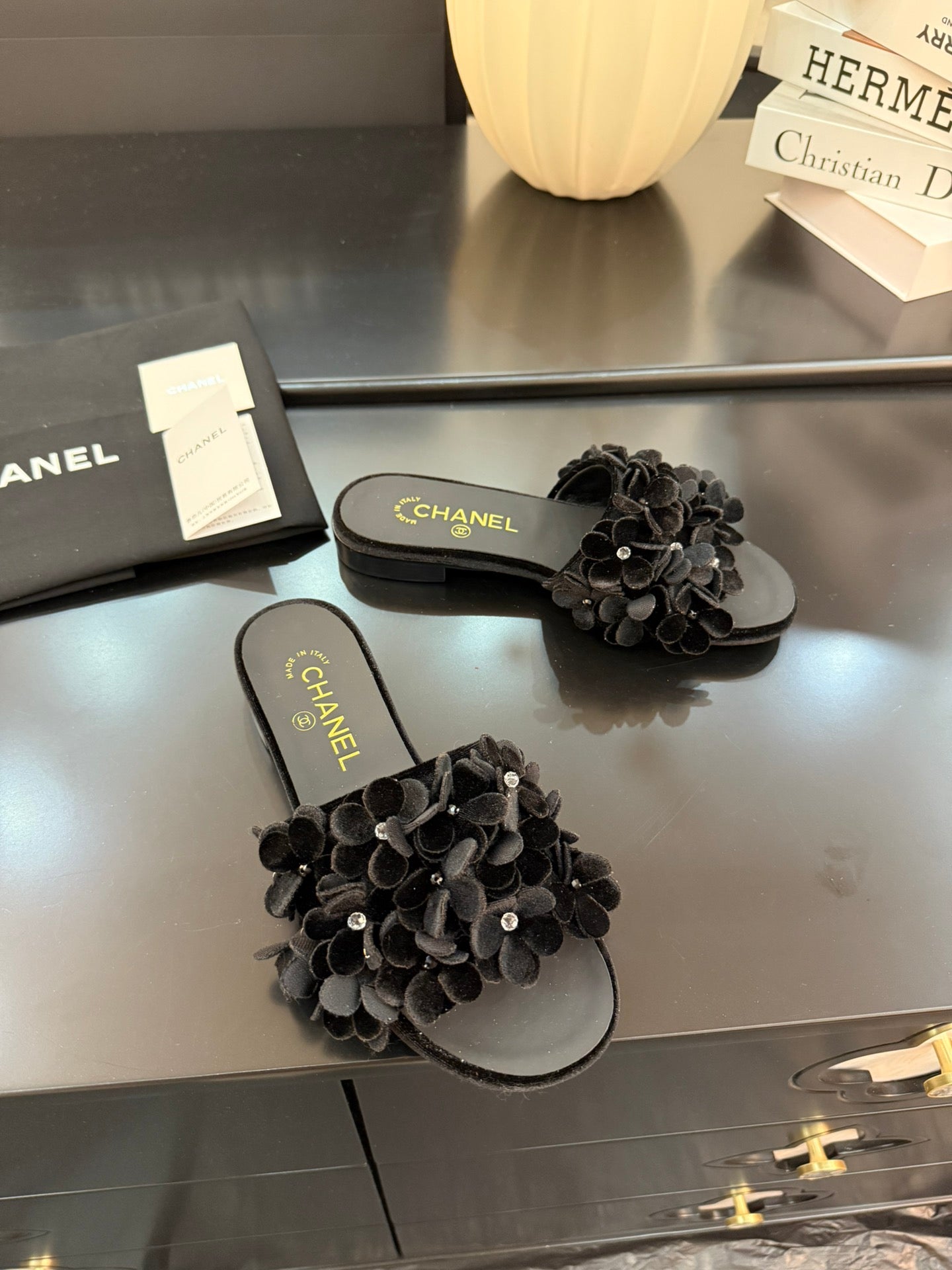 FLAT MULE 15 MM IN BLACK VELVET - 34