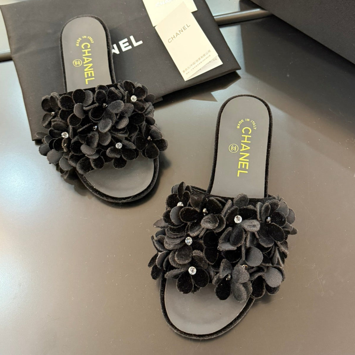 FLAT MULE 15 MM IN BLACK VELVET - 34
