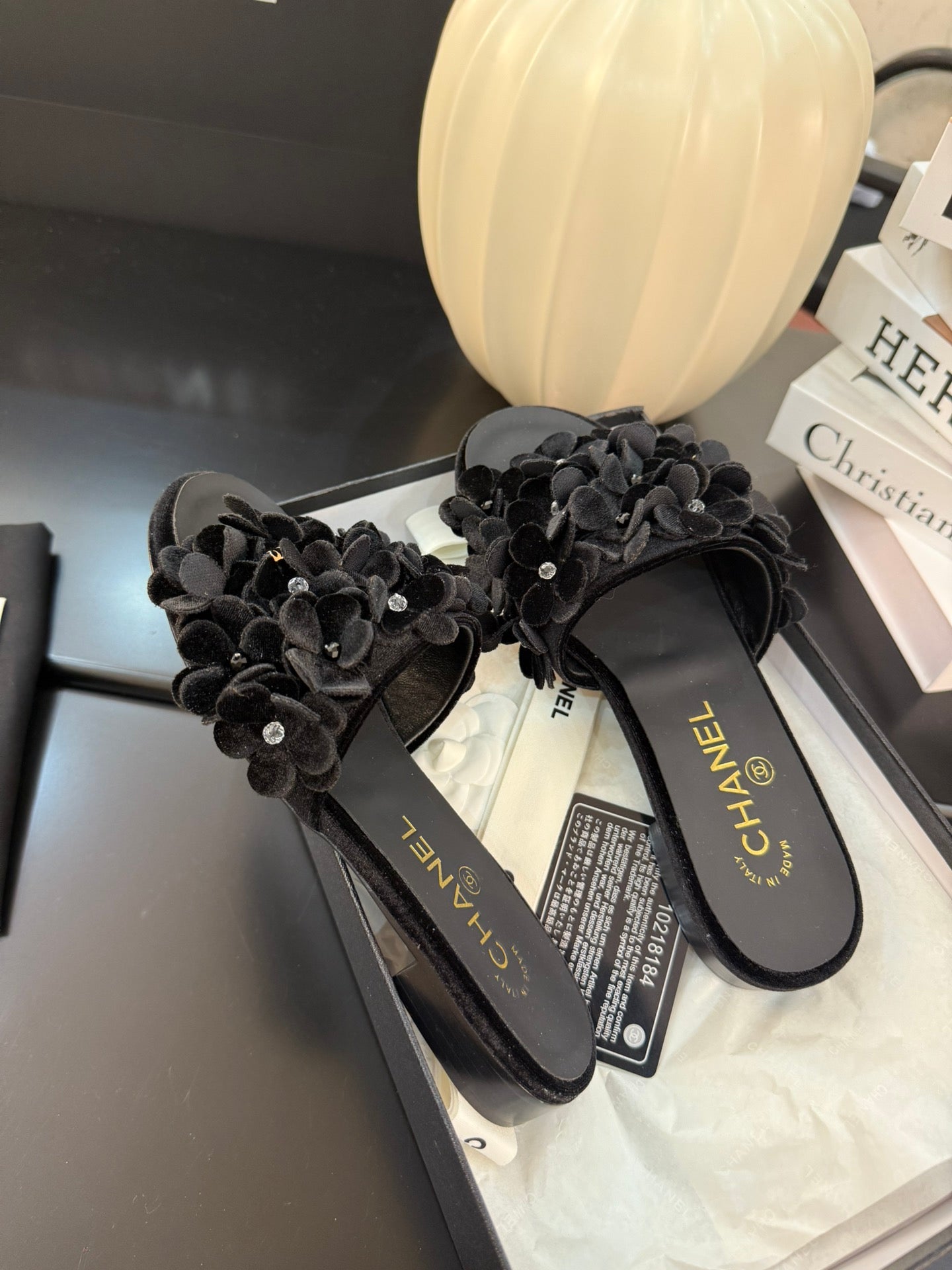 FLAT MULE 15 MM IN BLACK VELVET - 34