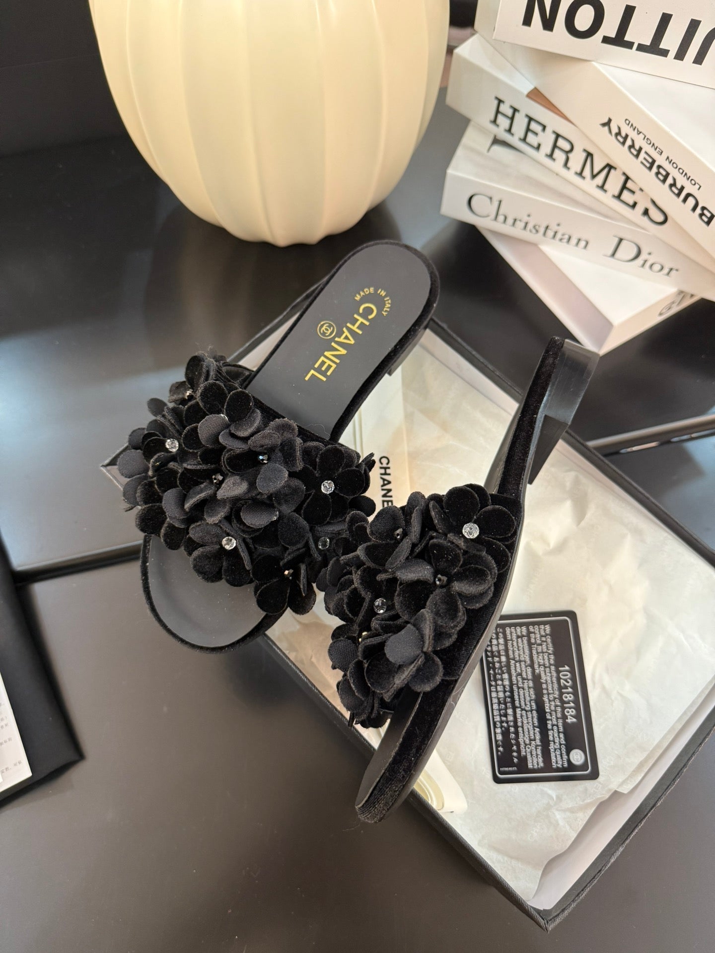 FLAT MULE 15 MM IN BLACK VELVET - 34