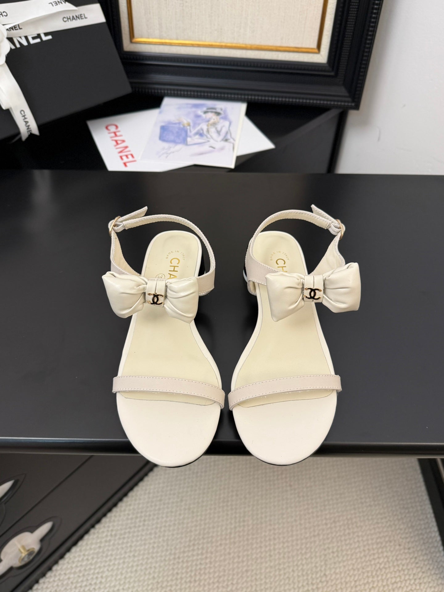 FLAT SANDALS 5 MM IN WHITE CREAM CALFSKIN - 34