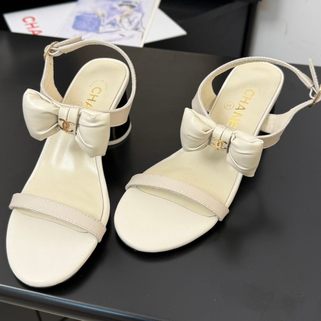 MID HEEL 45 MM SANDALS IN WHITE CREAM CALFSKIN - 34