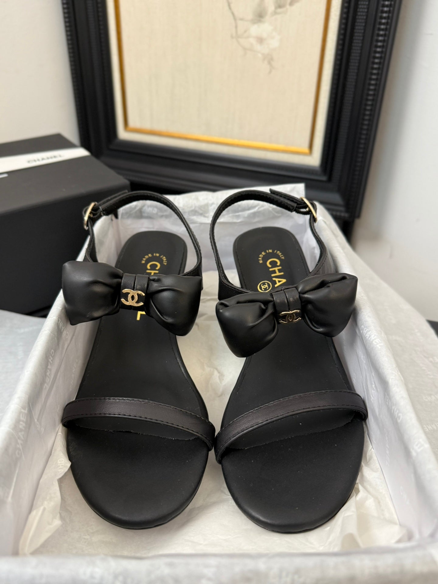 MID HEEL 45 MM SANDALS IN BLACK CALFSKIN - 34