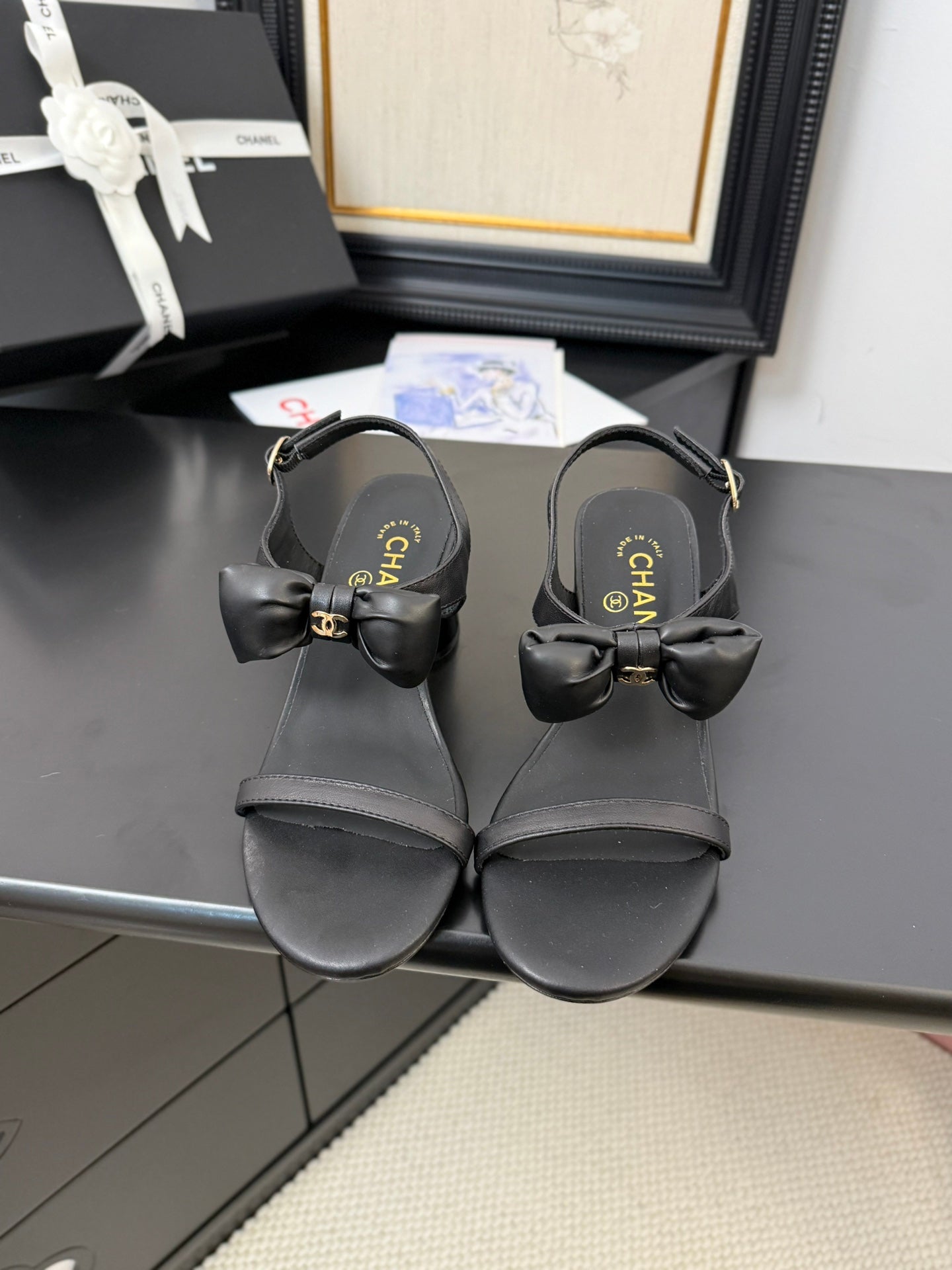 MID HEEL 45 MM SANDALS IN BLACK CALFSKIN - 34