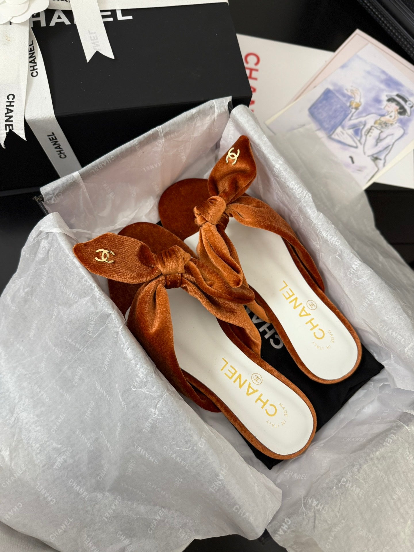 CC 25C Thong Sandal Bow Pumpkin Velvet fabric 233565 - 35