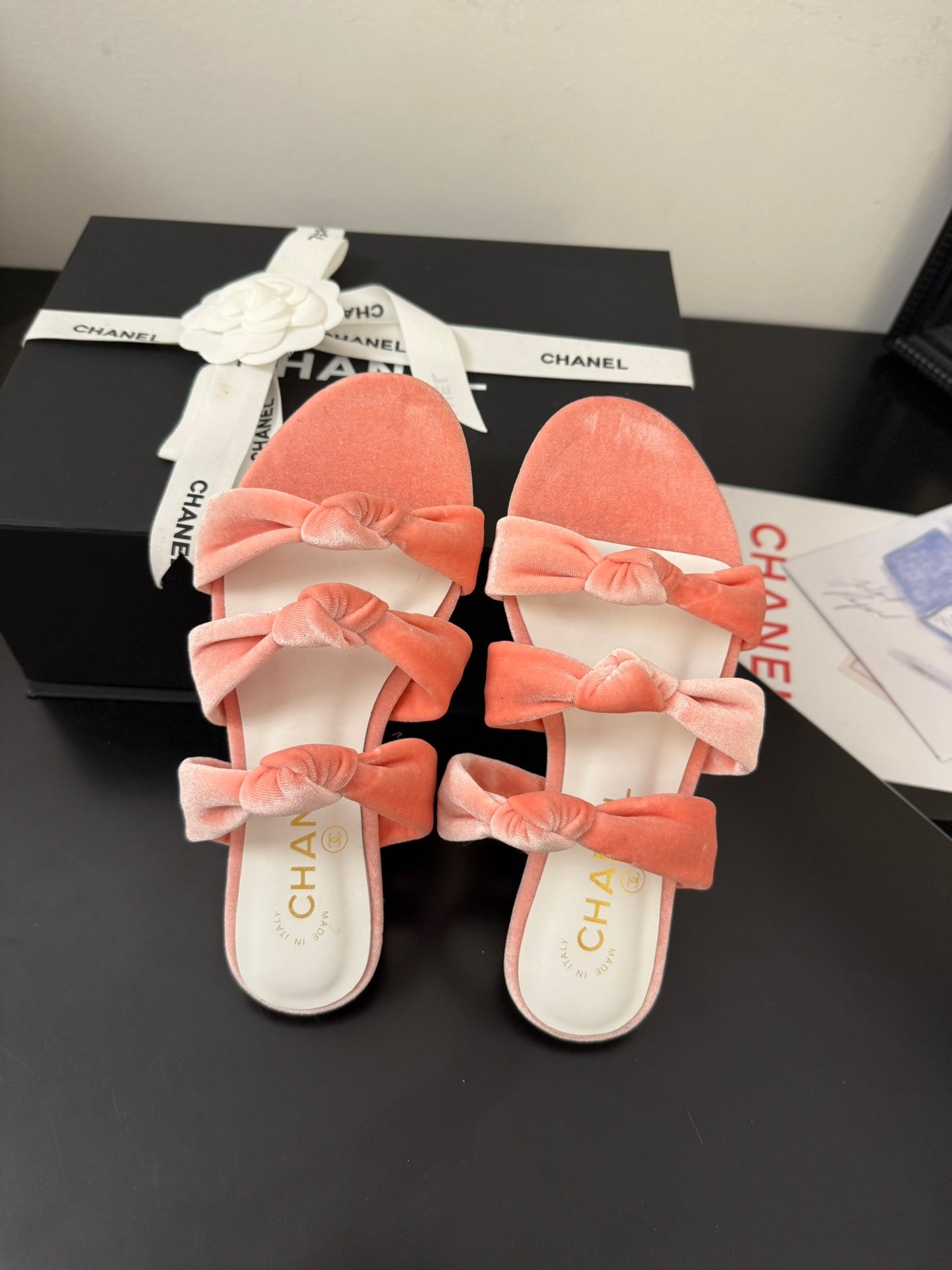 CC 25C Three Strap Mule Pink Velvet fabric 233561 - 35