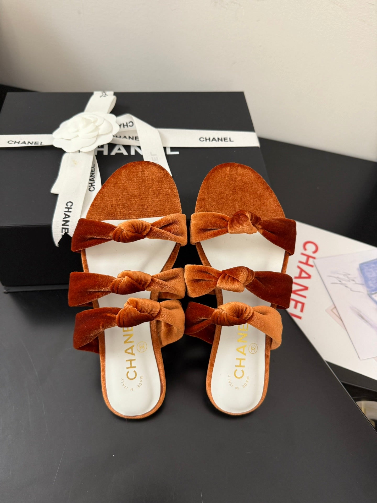 CC 25C Three Strap Mule Pumpkin Velvet fabric 233560 - 35