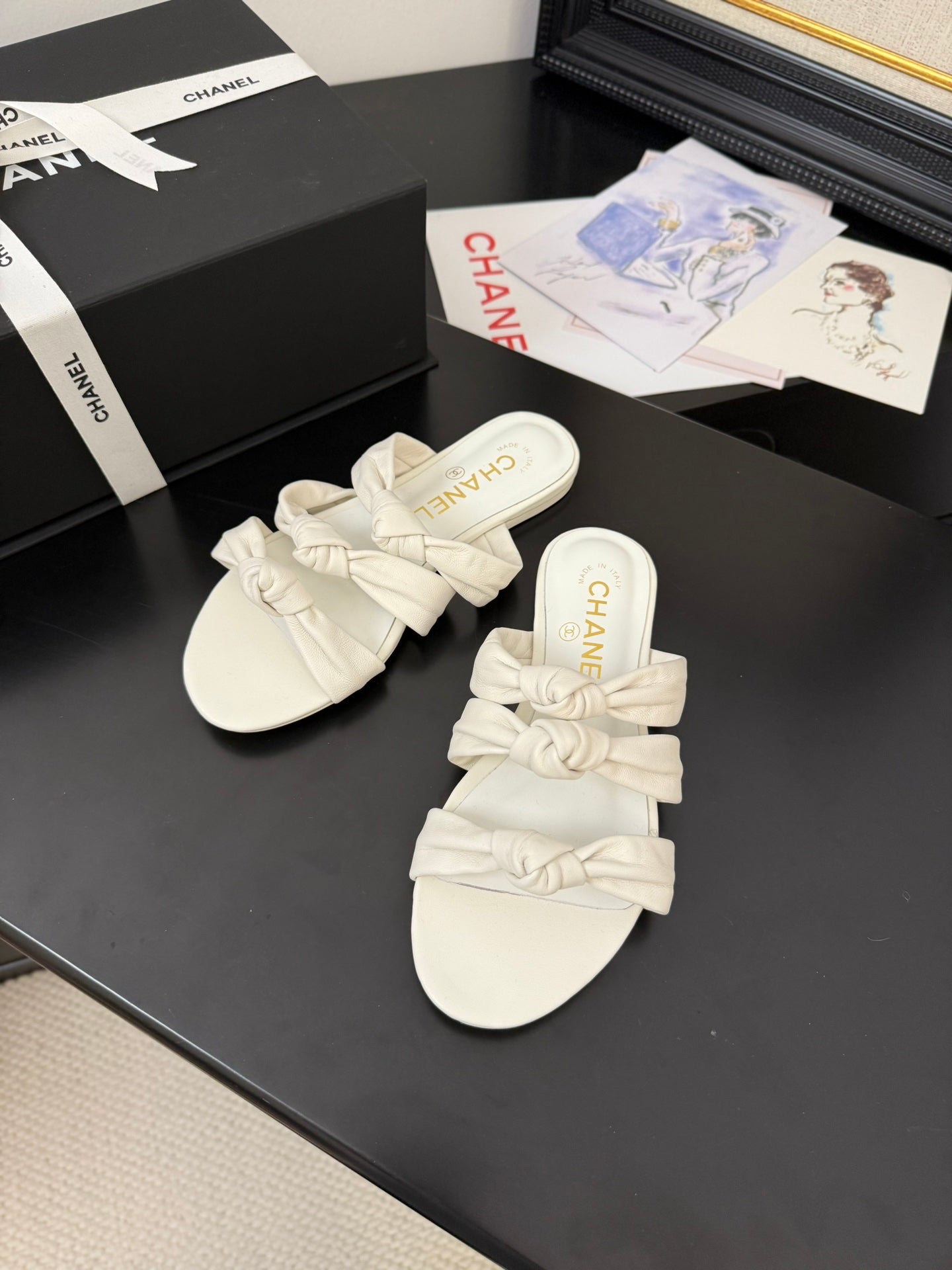 CC 25C Three Strap Mule White Lambskin 233558 - 35