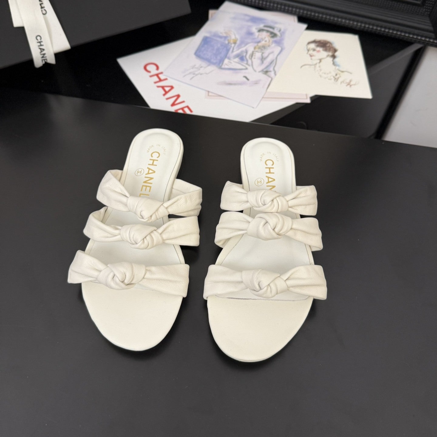CC 25C Three Strap Mule White Lambskin 233558 - 35
