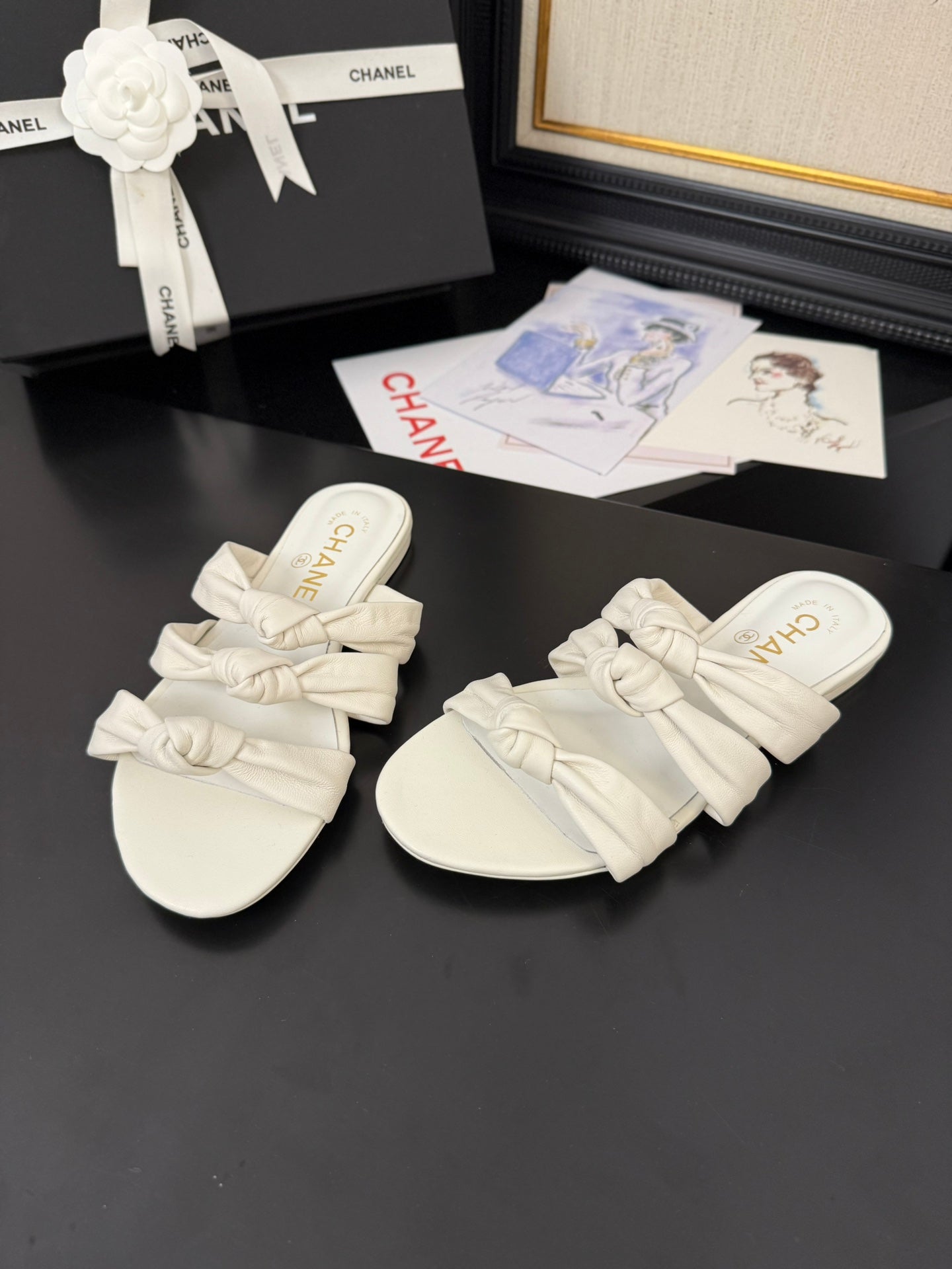 CC 25C Three Strap Mule White Lambskin 233558 - 35