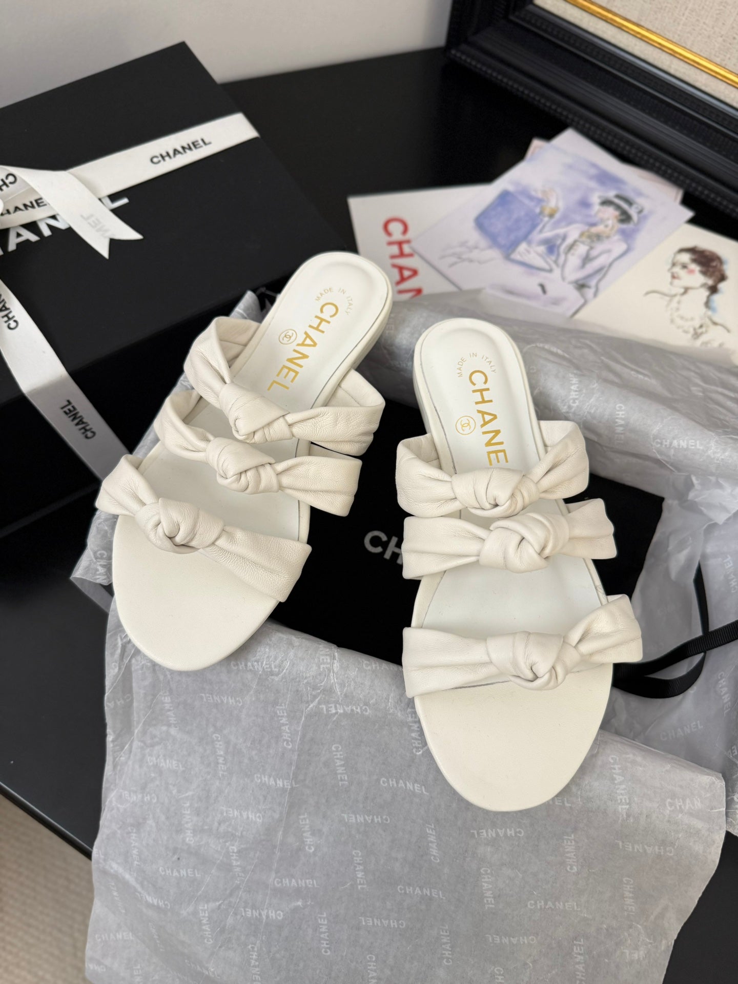 CC 25C Three Strap Mule White Lambskin 233558 - 35