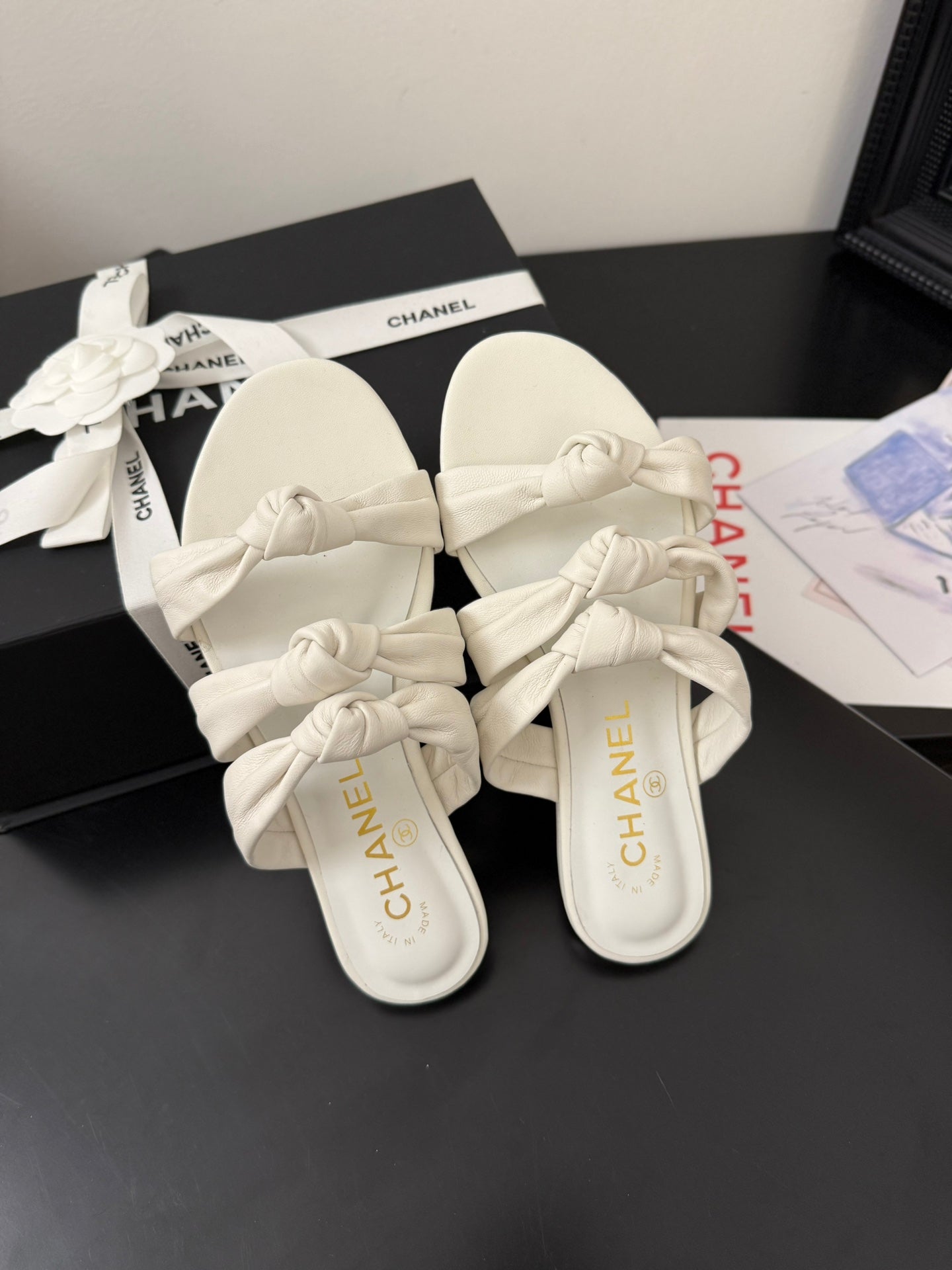 CC 25C Three Strap Mule White Lambskin 233558 - 35
