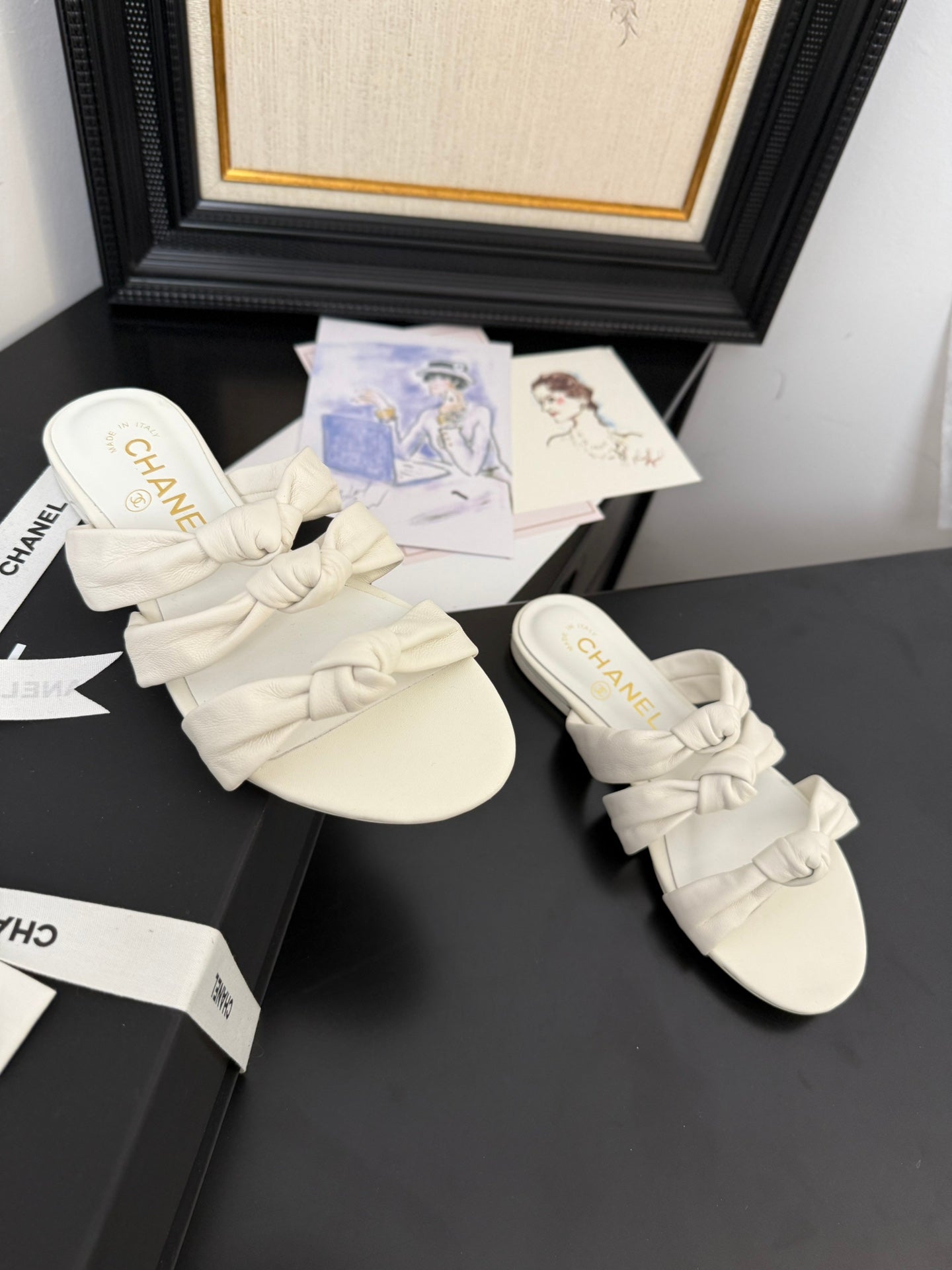 CC 25C Three Strap Mule White Lambskin 233558 - 35