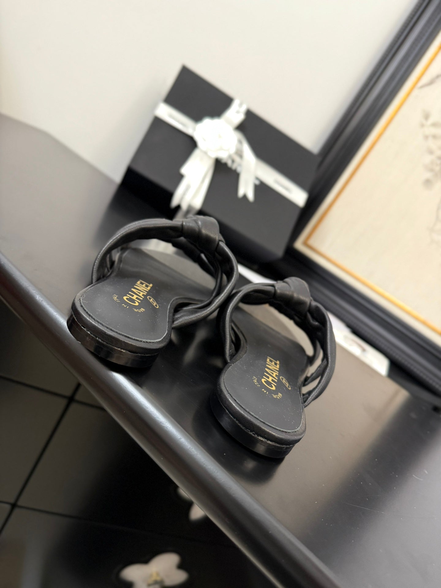 CC 25C Three Strap Mule Black Lambskin 233557 - 35