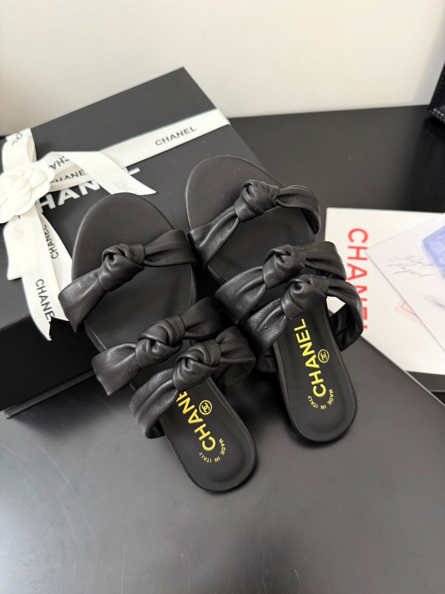CC 25C Three Strap Mule Black Lambskin 233557 - 35