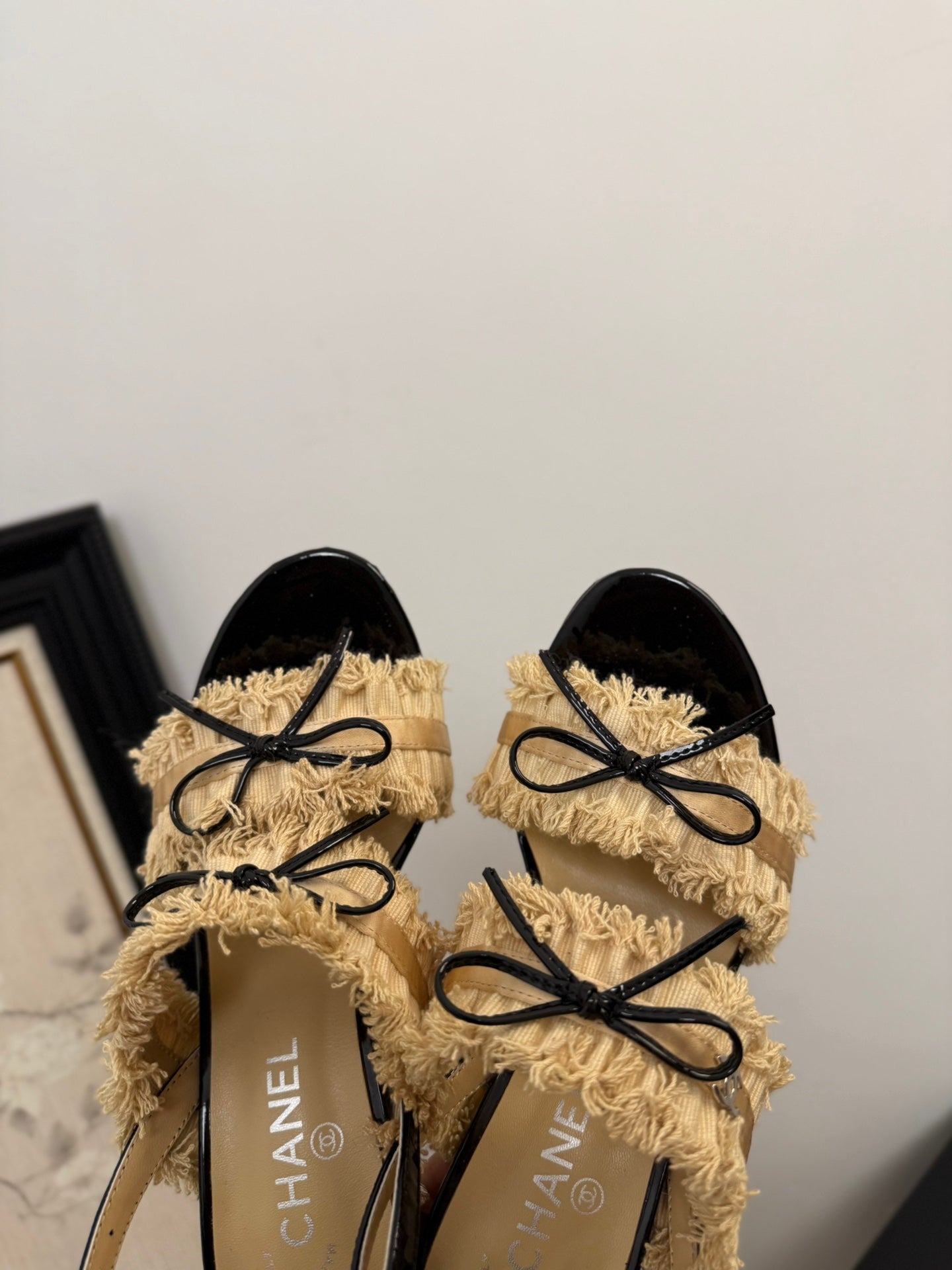 SAND YELLOW GROSGRAIN CANVAS BOW SLINGBACK SANDALS - 35