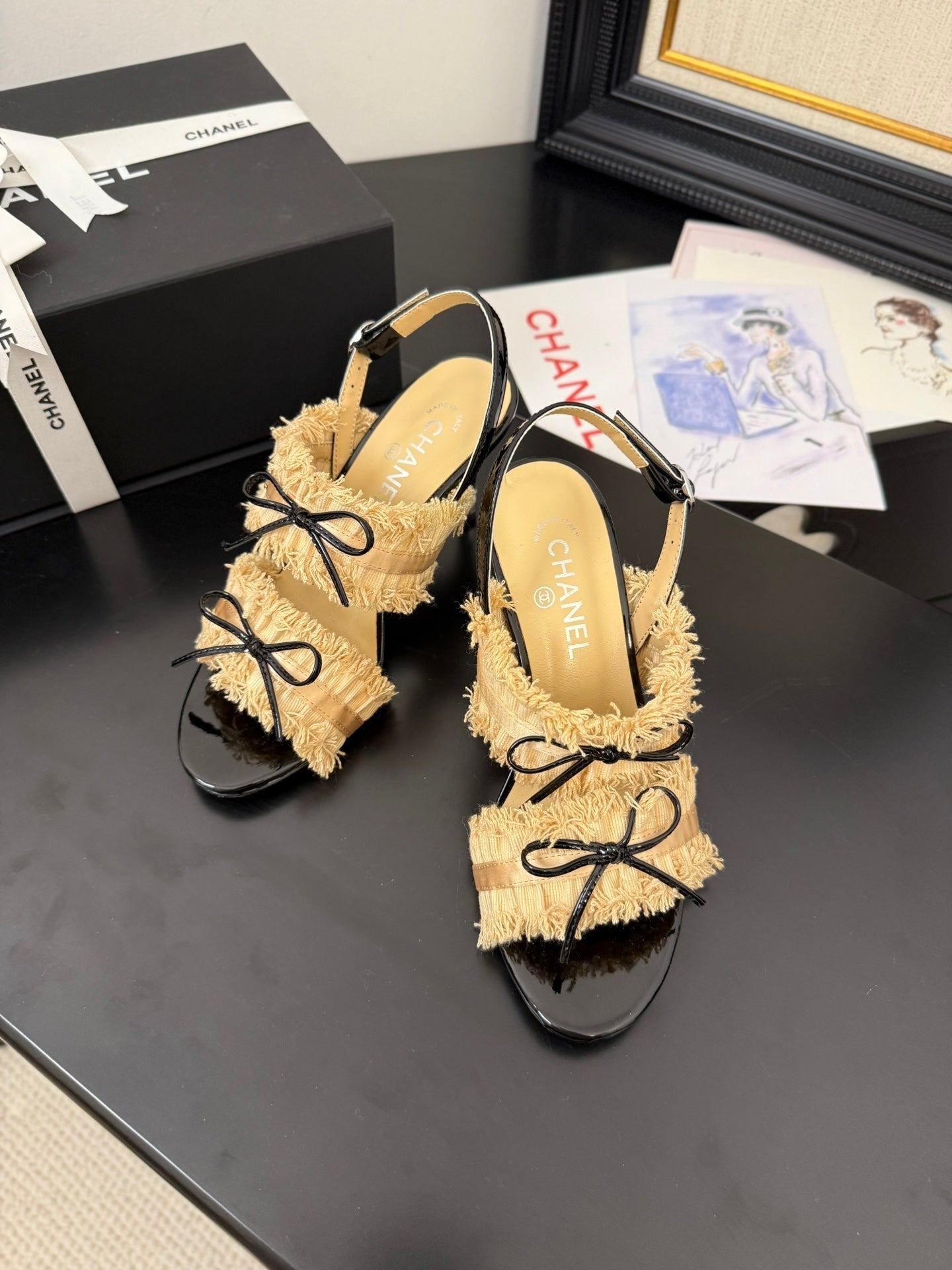 SAND YELLOW GROSGRAIN CANVAS BOW SLINGBACK SANDALS - 35