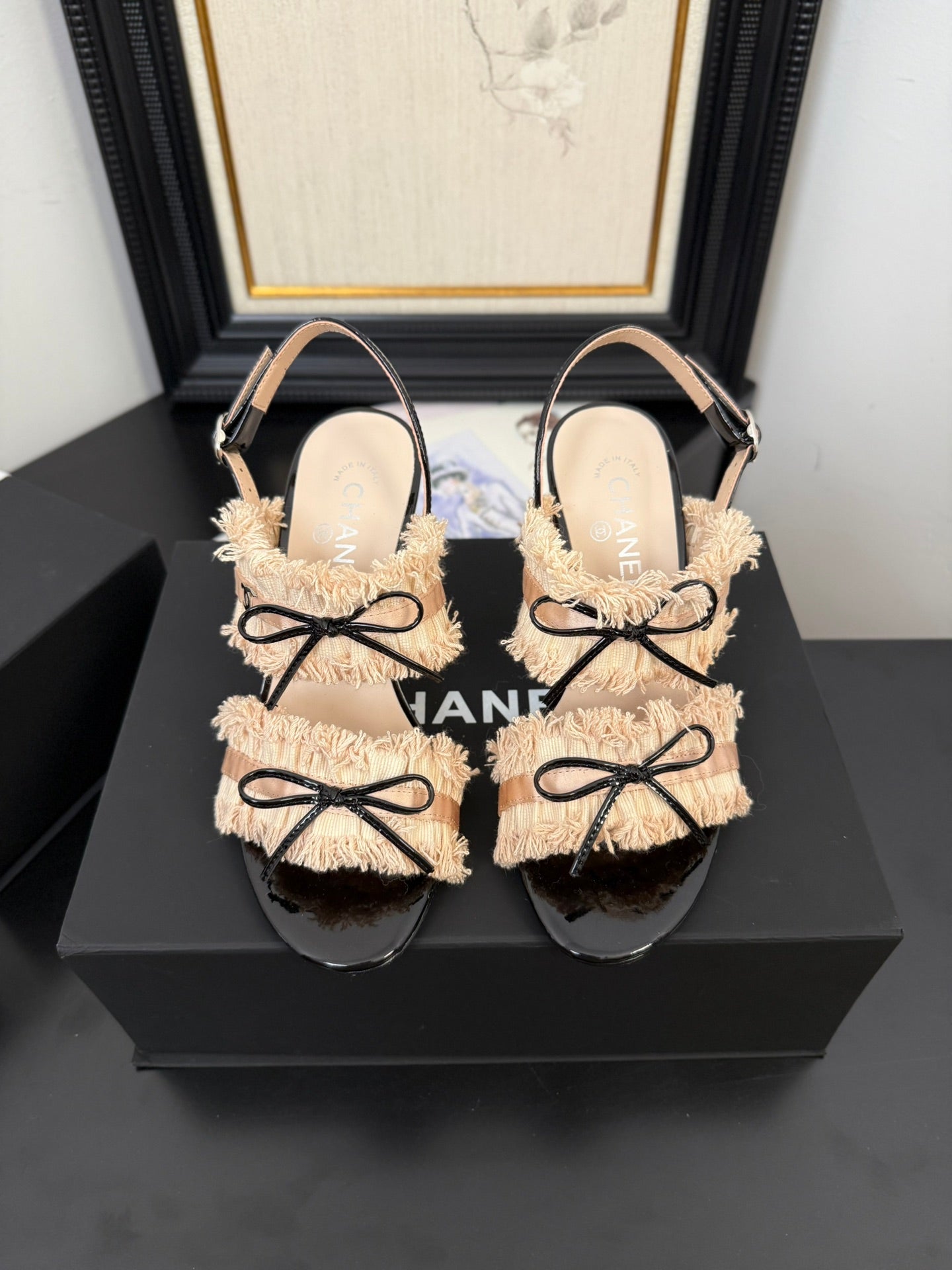 PEACH PINK GROSGRAIN CANVAS BOW SLINGBACK SANDALS - 35
