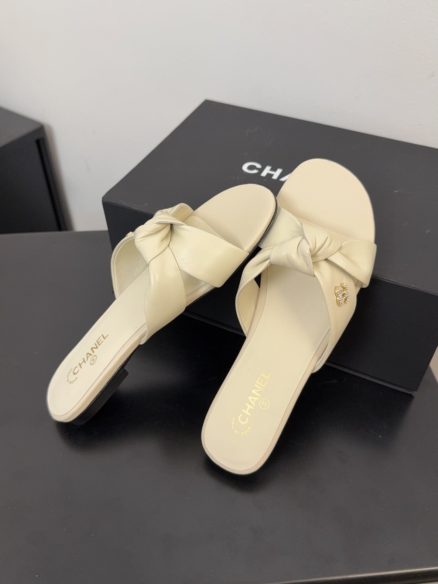 LACE MULE 2 CM IN WHITE CREAM LAMBSKIN - 34