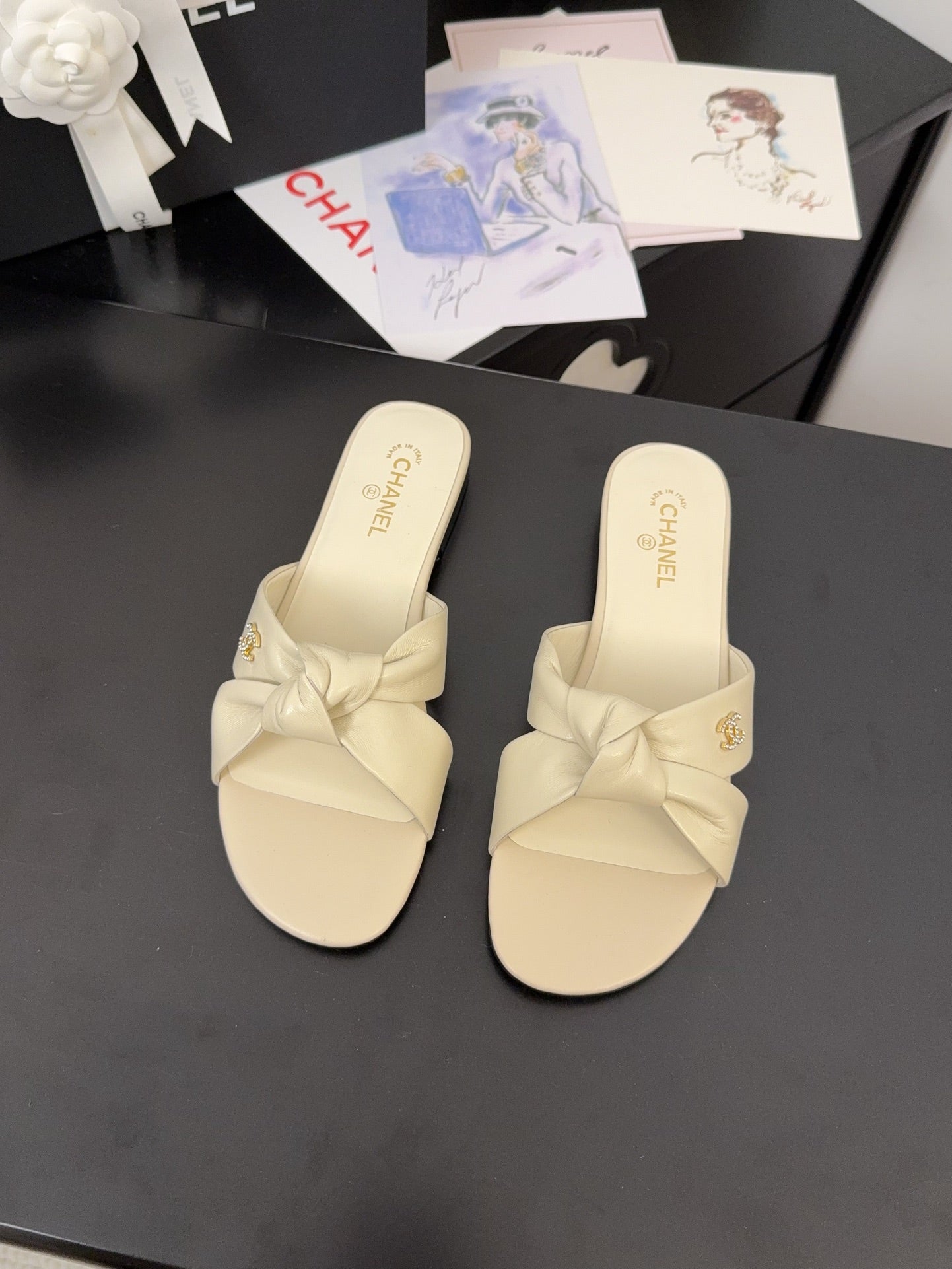 LACE MULE 2 CM IN WHITE CREAM LAMBSKIN - 34