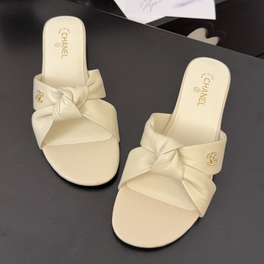 LACE MULE 2 CM IN WHITE CREAM LAMBSKIN - 34