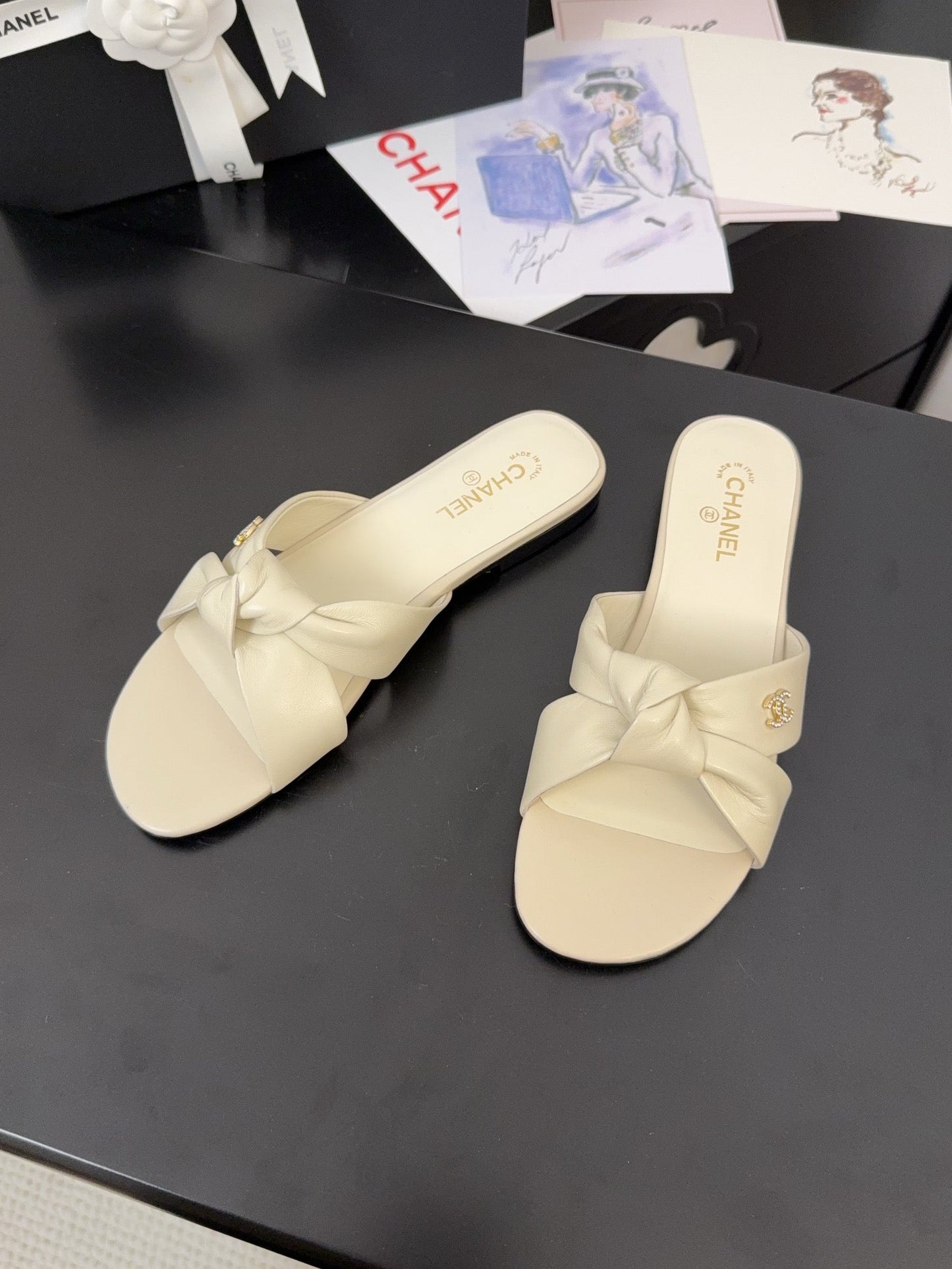 LACE MULE 2 CM IN WHITE CREAM LAMBSKIN - 34