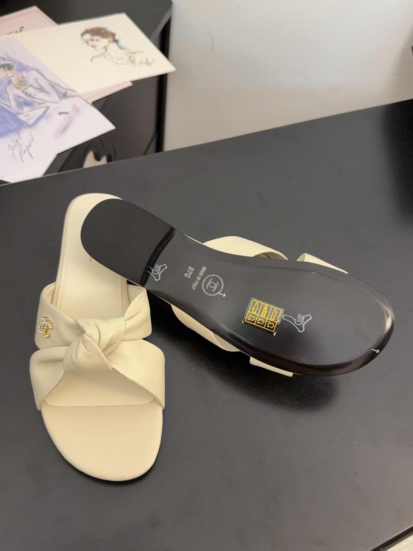 LACE MULE 2 CM IN WHITE CREAM LAMBSKIN - 34