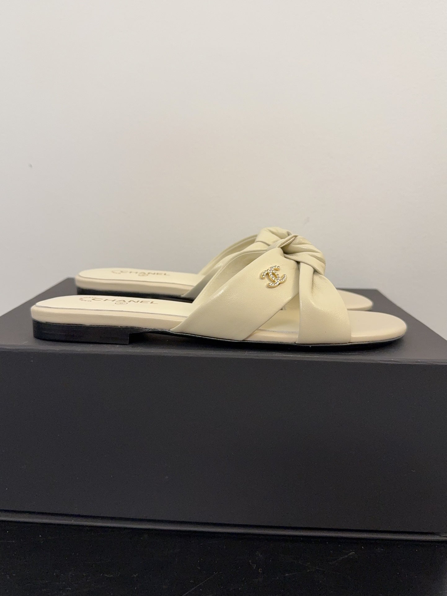 LACE MULE 2 CM IN WHITE CREAM LAMBSKIN - 34