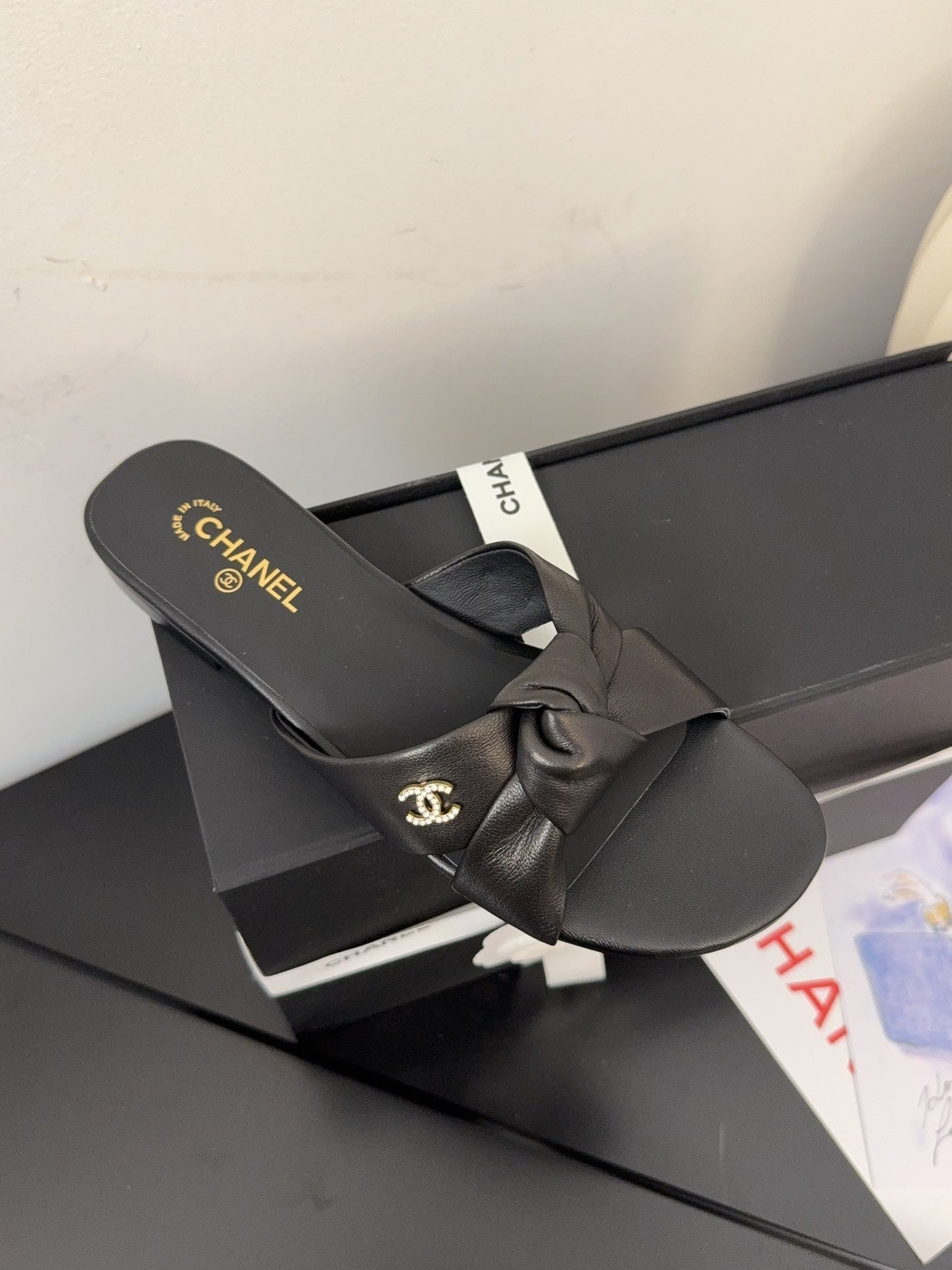 LACE MULE 2 CM IN BLACK LAMBSKIN - 34