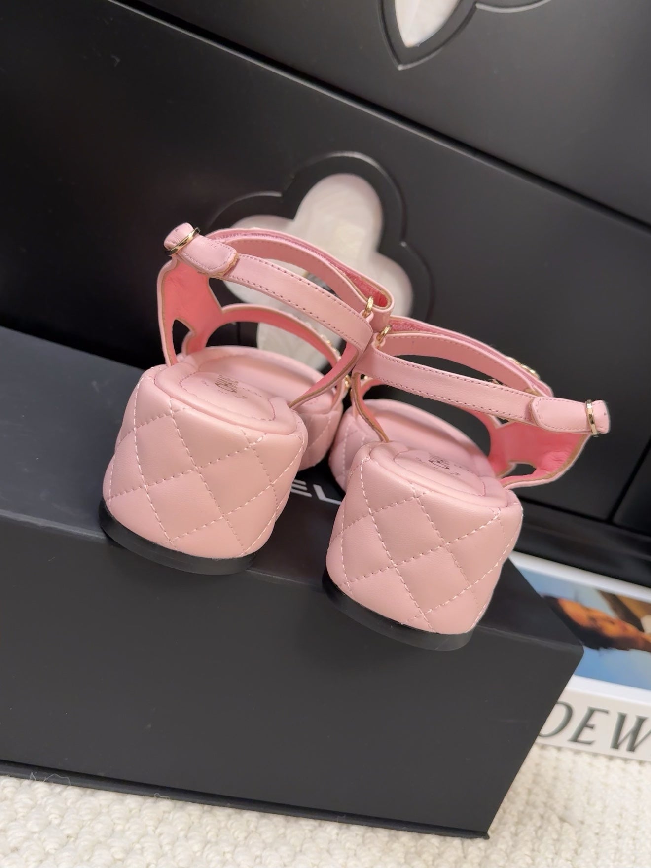THICK-SOLED SANDALS 55 MM IN LIGHT PINK CALFSKIN - 34