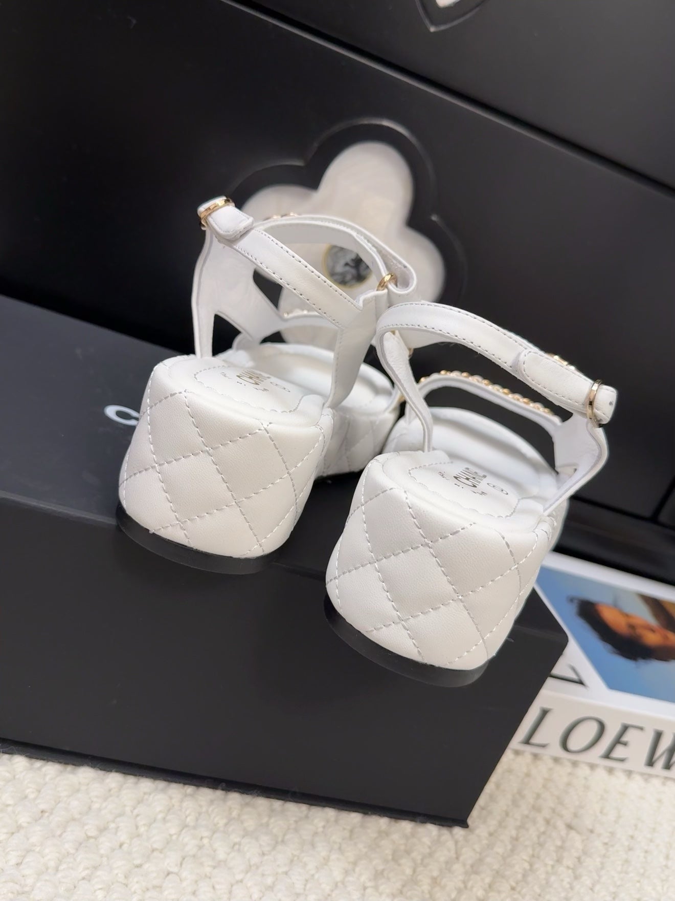 THICK-SOLED SANDALS 55 MM IN WHITE CALFSKIN - 34