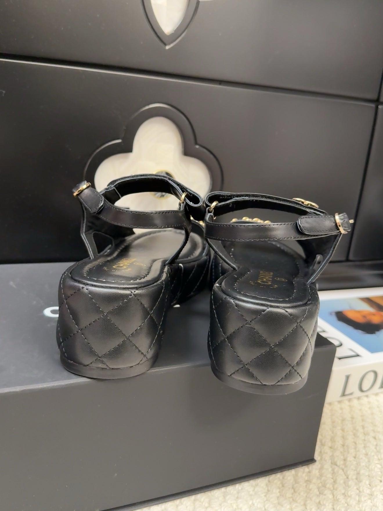 THICK-SOLED SANDALS 55 MM IN BLACK CALFSKIN - 34