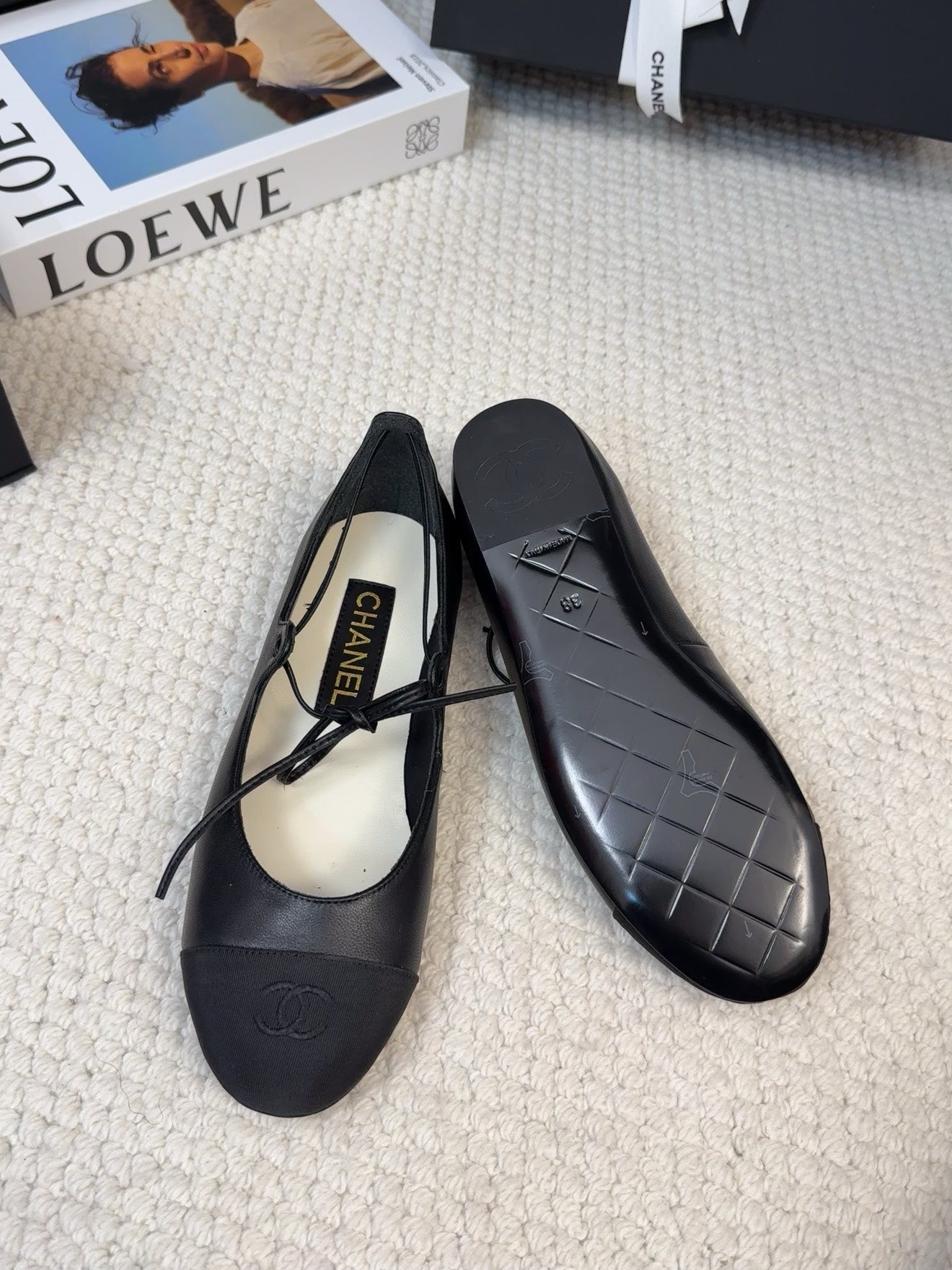 FLAT MARY JANE PUMPS BLACK LAMBSKIN - 34
