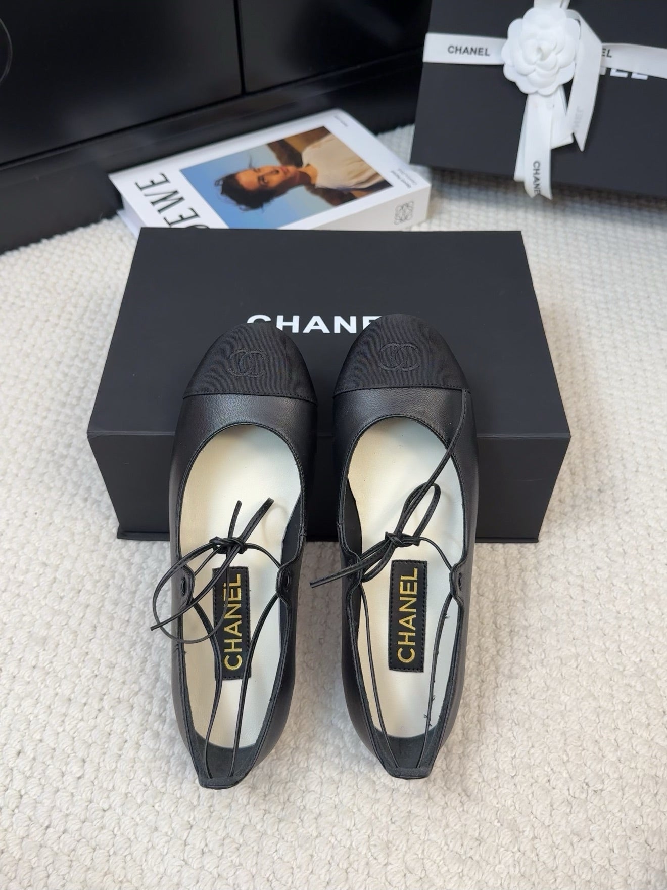 FLAT MARY JANE PUMPS BLACK LAMBSKIN - 34
