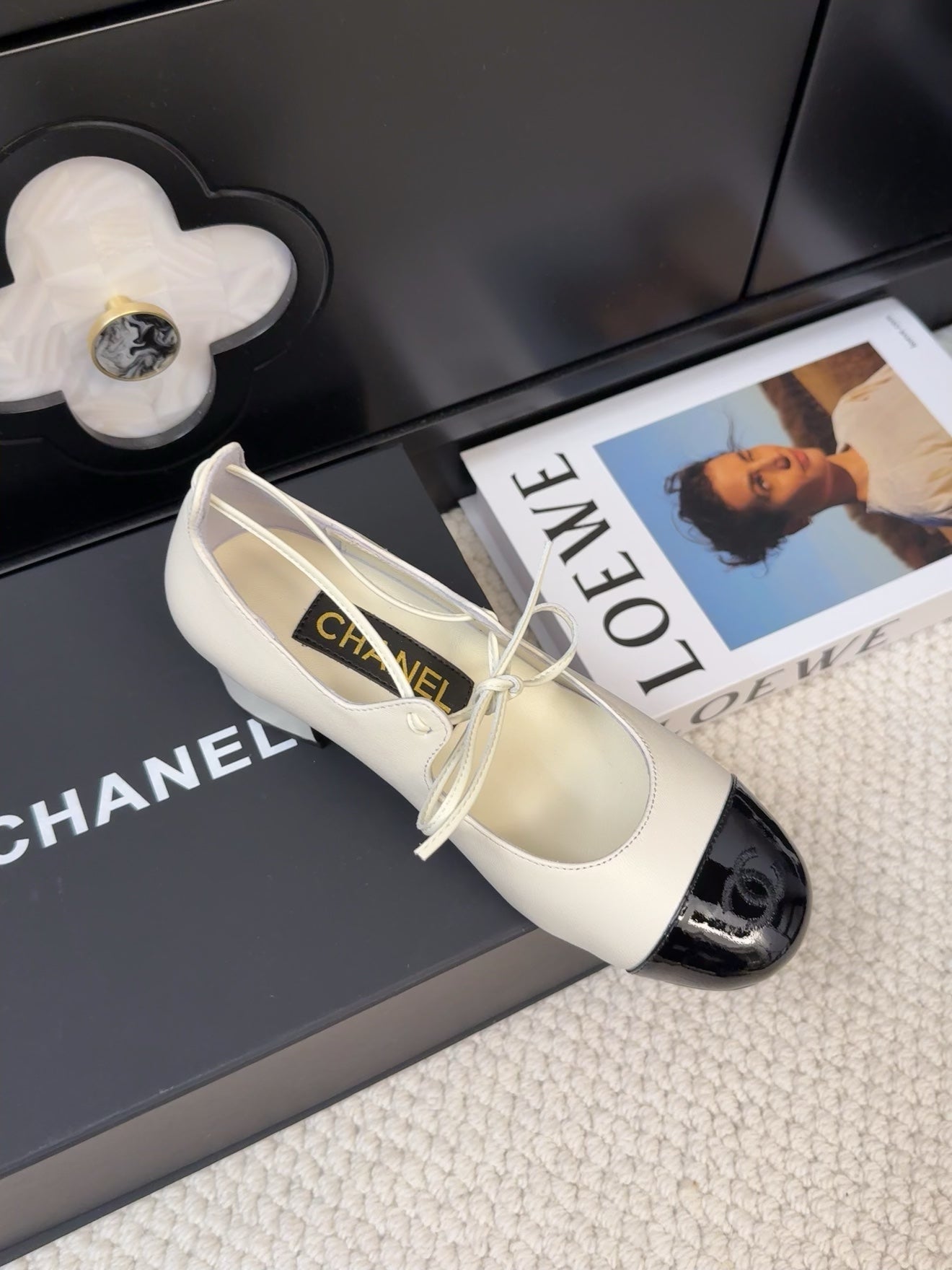 MARY JANE PUMPS 55 MM IN WHITE MIX BLACK LAMBSKIN - 34