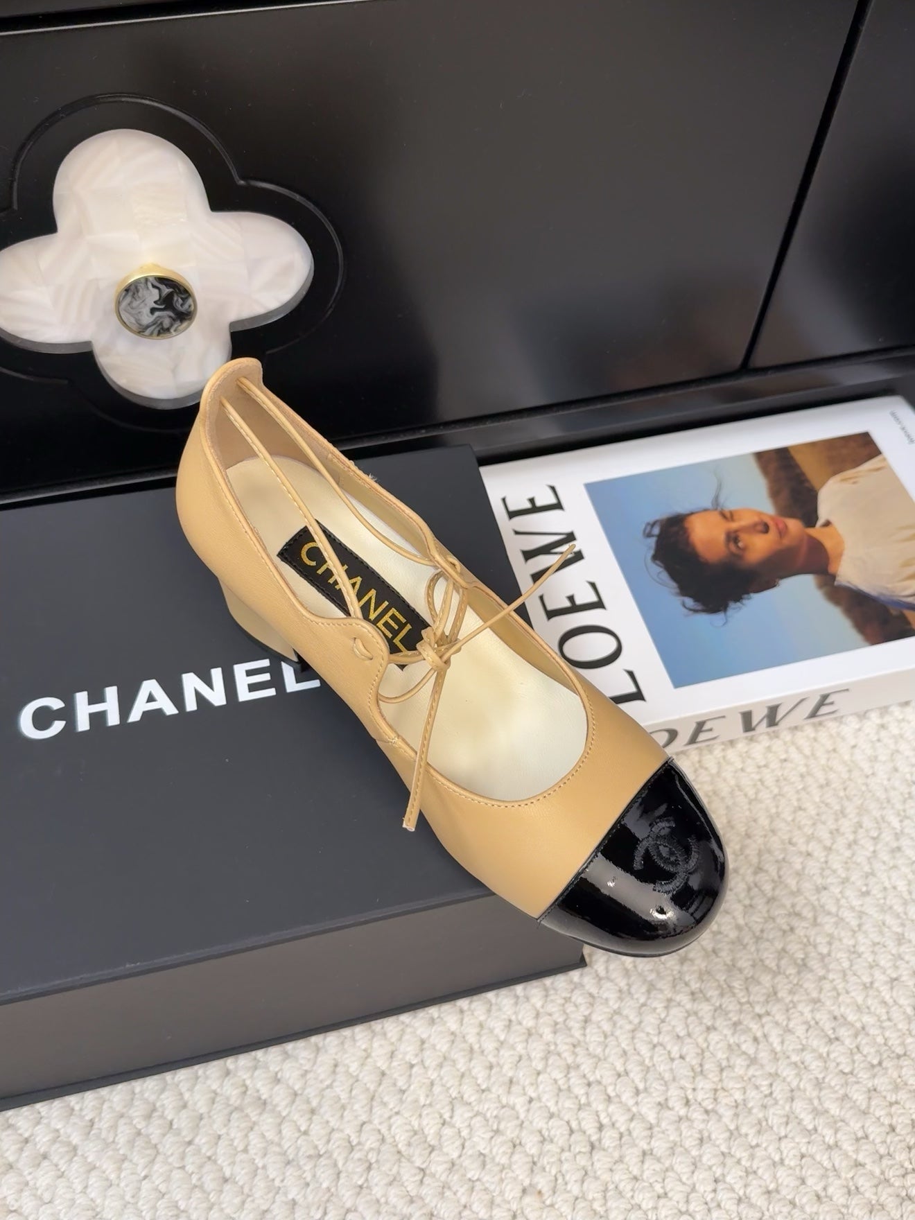 MARY JANE PUMPS 55 MM IN SAND YELLOW MIX BLACK LAMBSKIN - 34