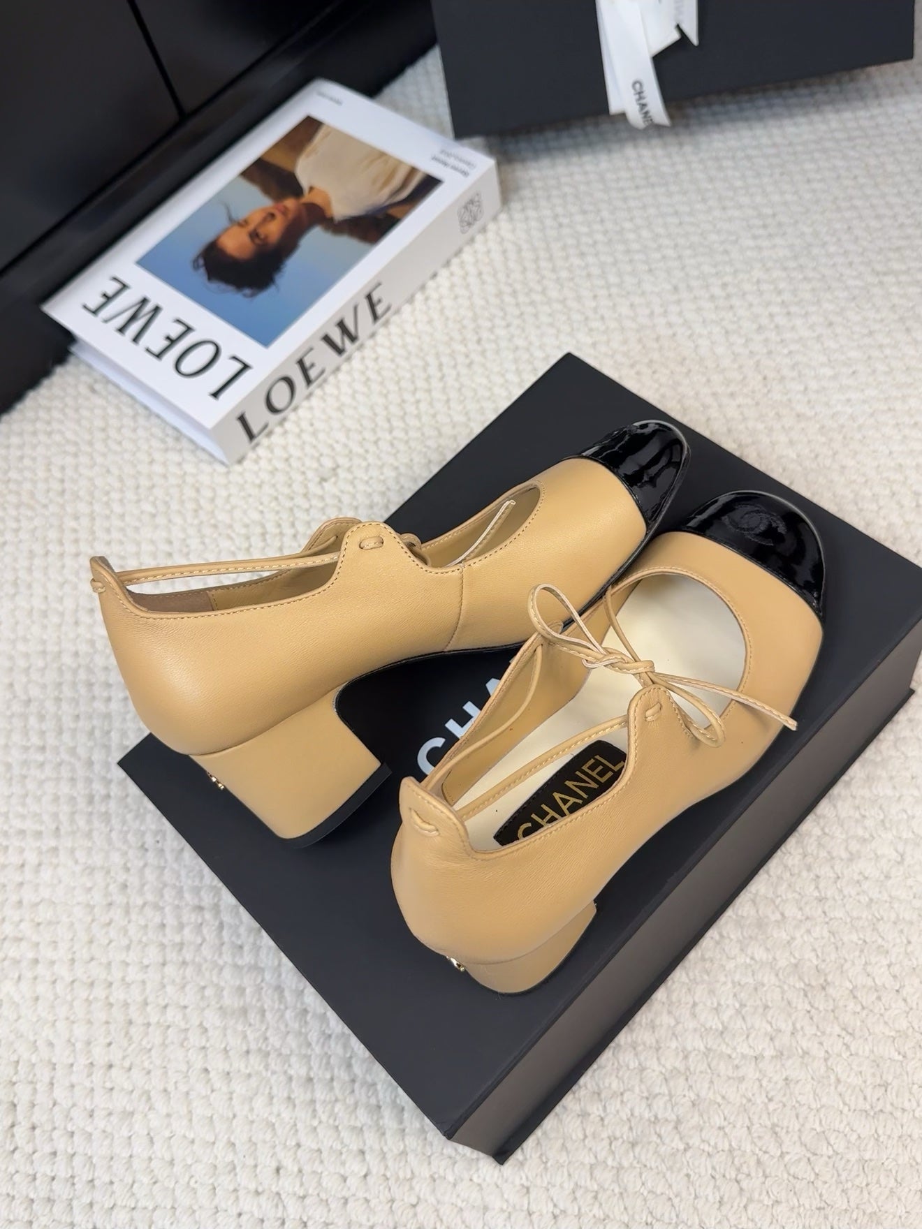 MARY JANE PUMPS 55 MM IN SAND YELLOW MIX BLACK LAMBSKIN - 34