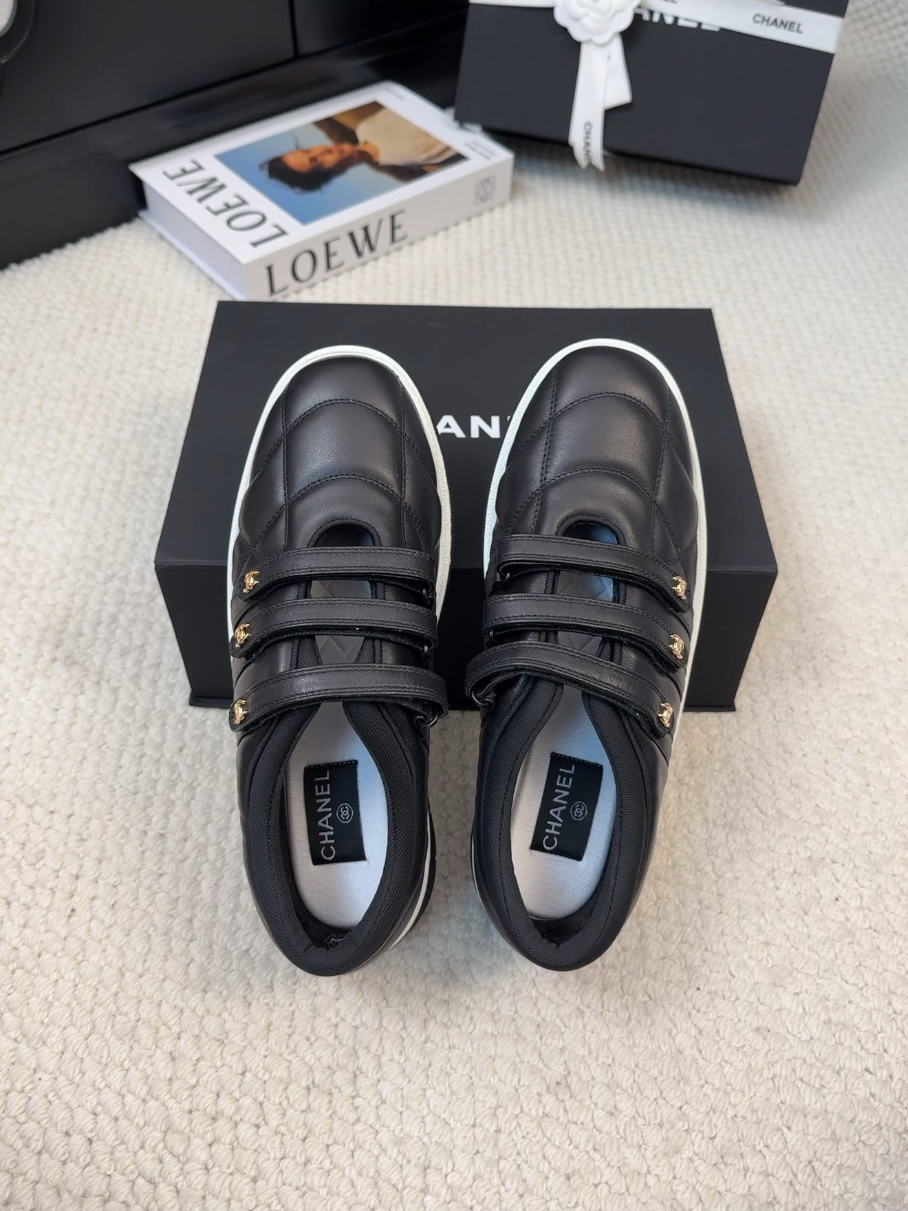 SNEAKERS WITH THREE STRAPS IN BLACK CALFSKIN - 35