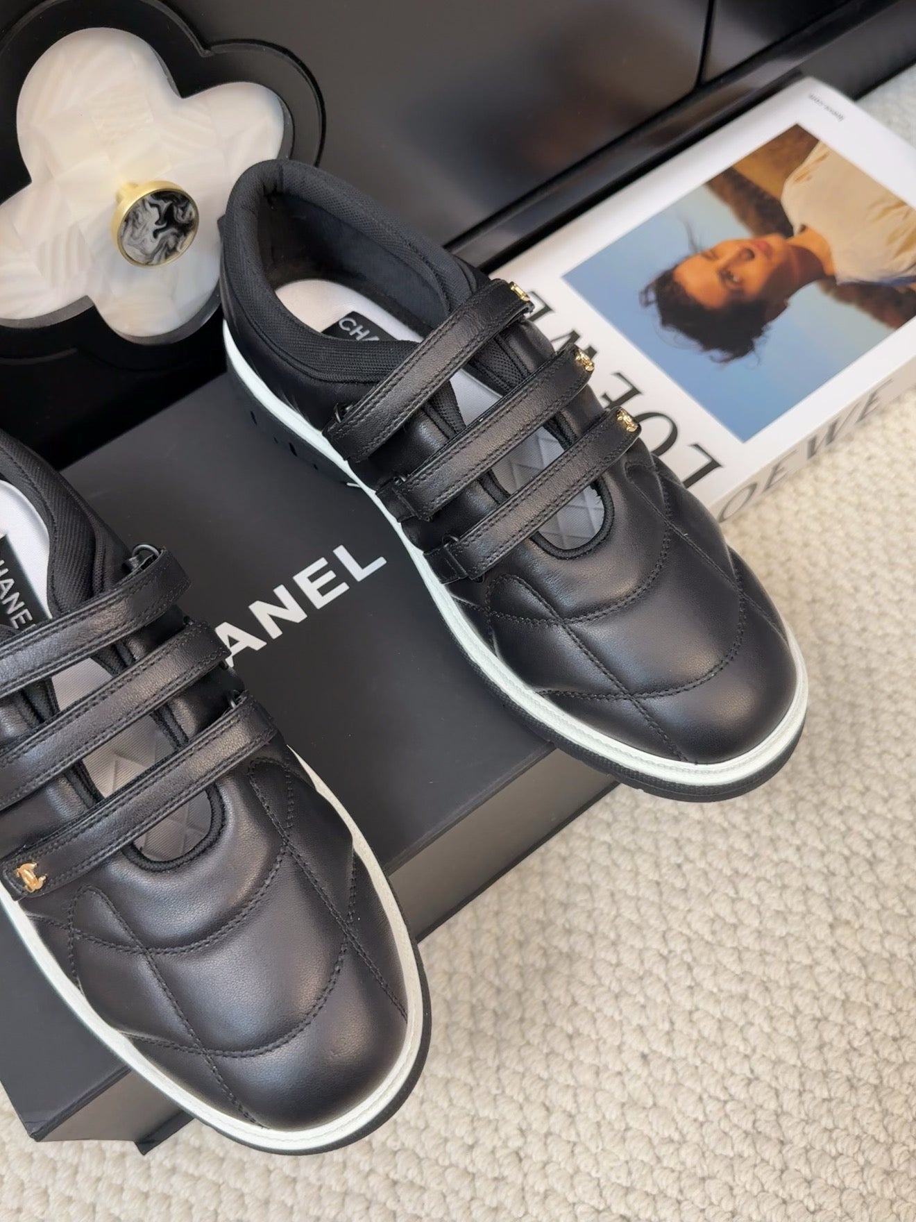 SNEAKERS WITH THREE STRAPS IN BLACK CALFSKIN - 35