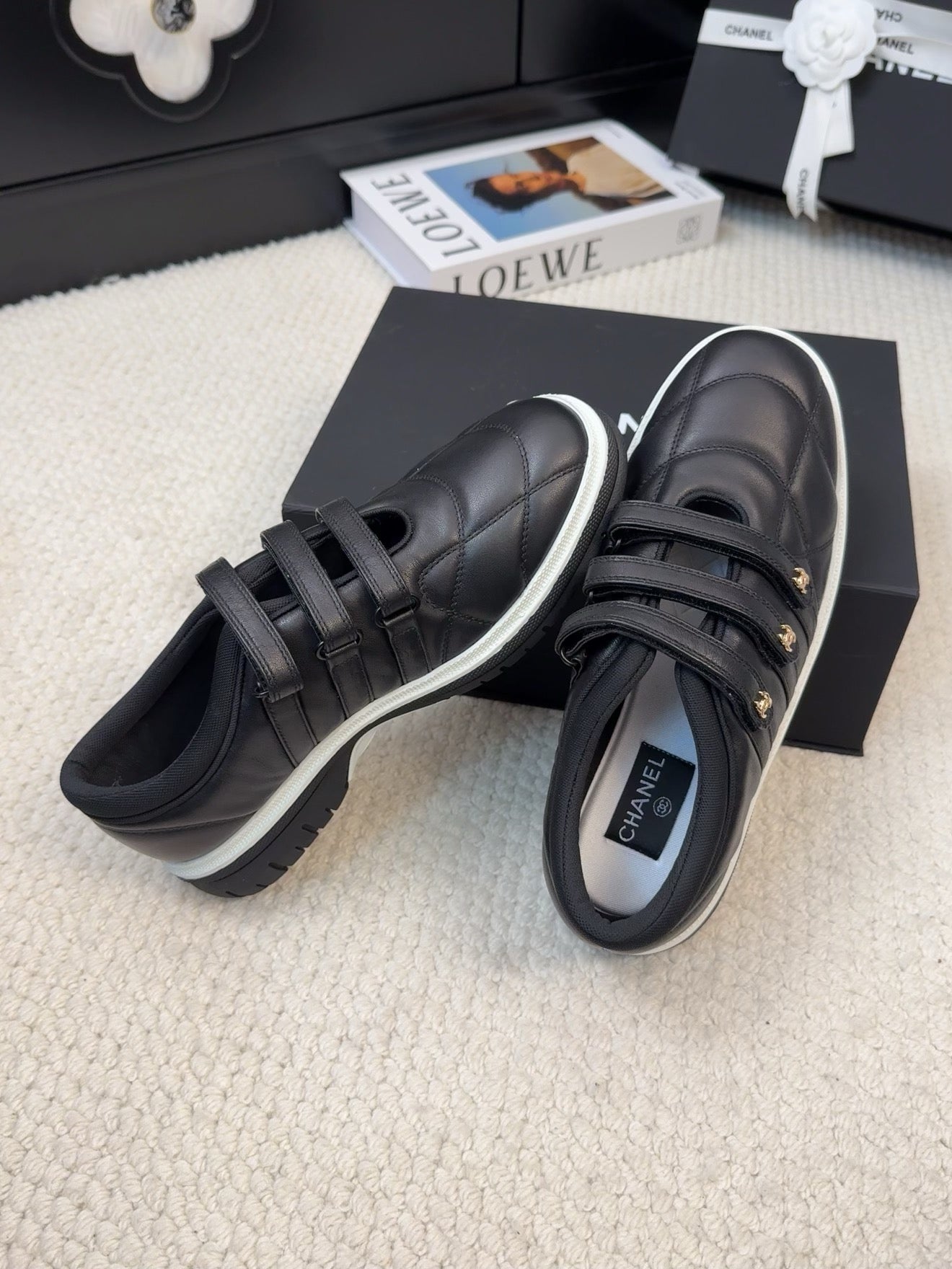 SNEAKERS WITH THREE STRAPS IN BLACK CALFSKIN - 35