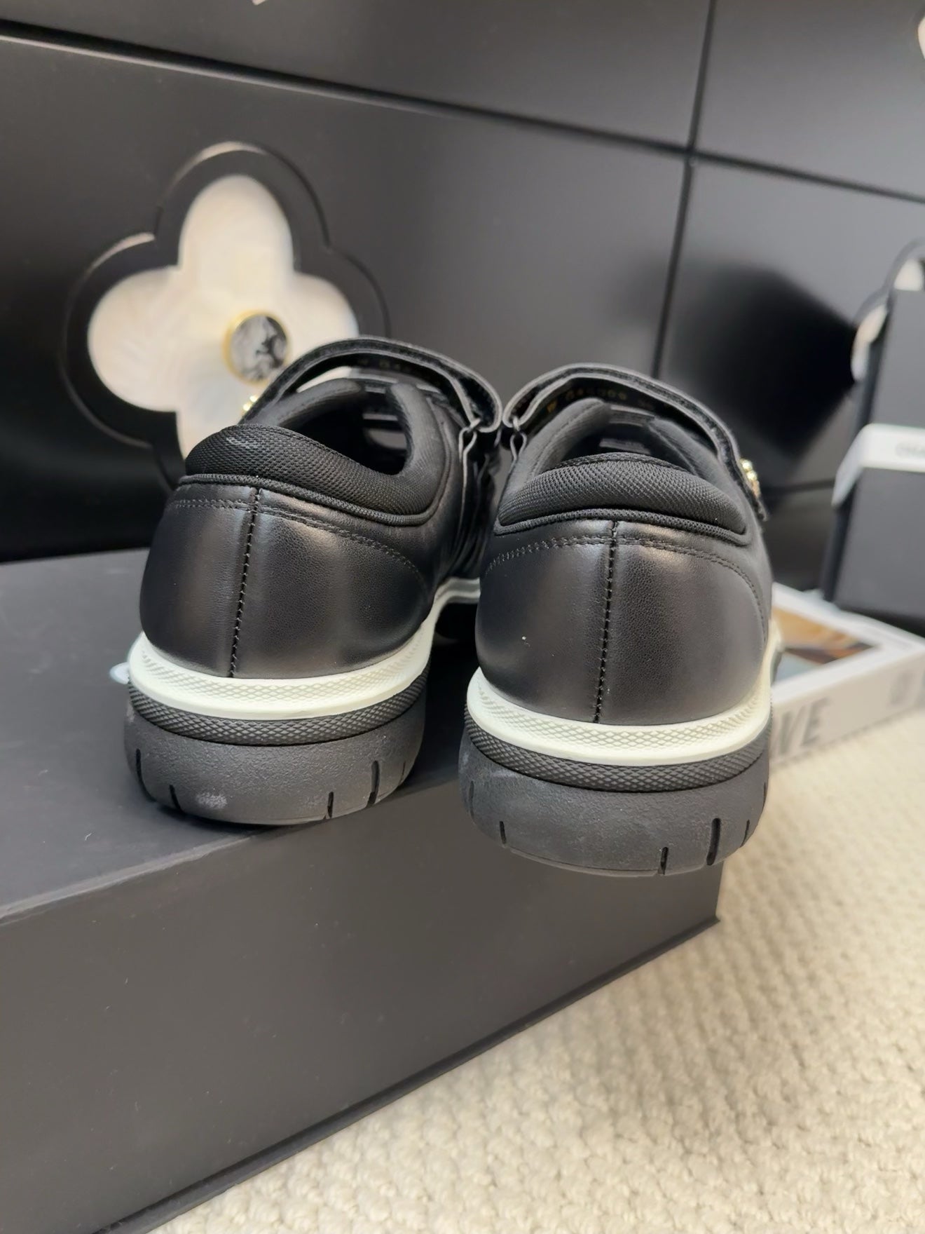 SNEAKERS WITH THREE STRAPS IN BLACK CALFSKIN - 35