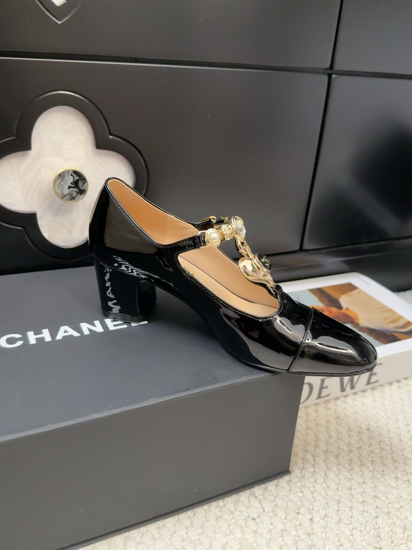 MARY JANE SHOES IN BLACK PATENT CALFSKIN 55 MM - 35