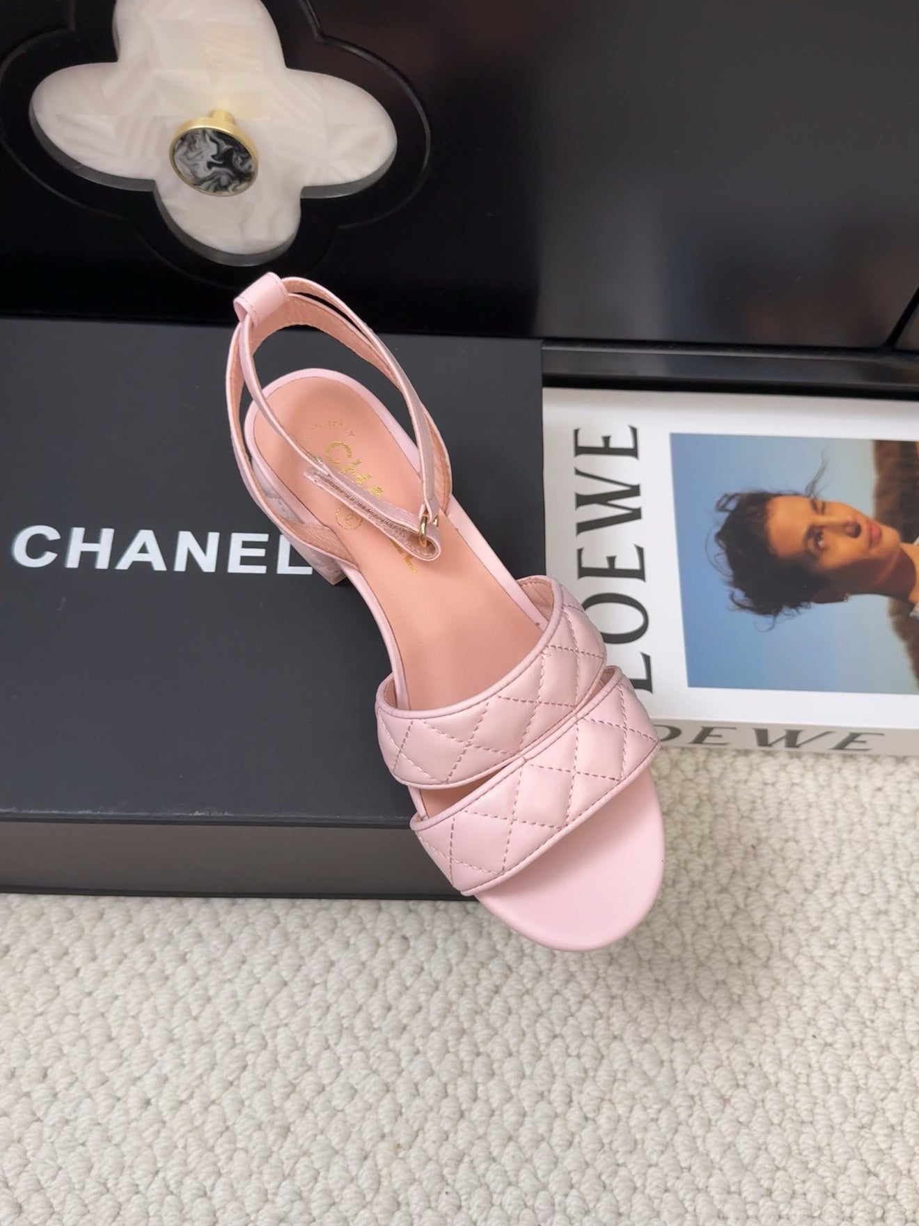 25C Sandal 45mm Open Heel Pink Lambskin 233489 - 35