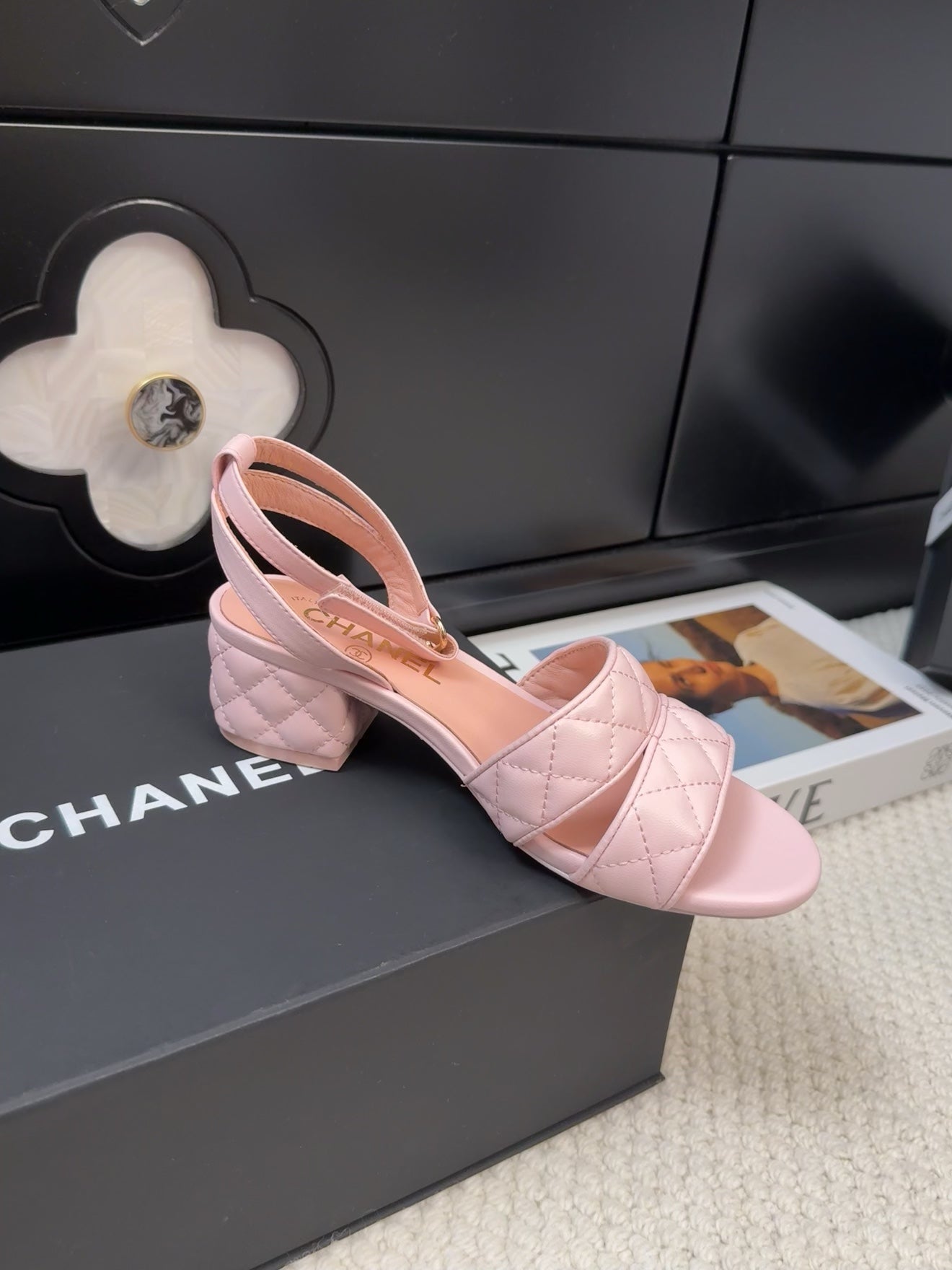 25C Sandal 45mm Open Heel Pink Lambskin 233489 - 35