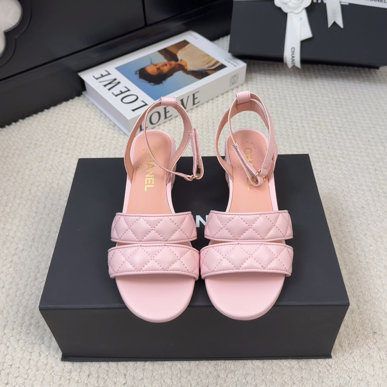 25C Sandal 45mm Open Heel Pink Lambskin 233489 - 35