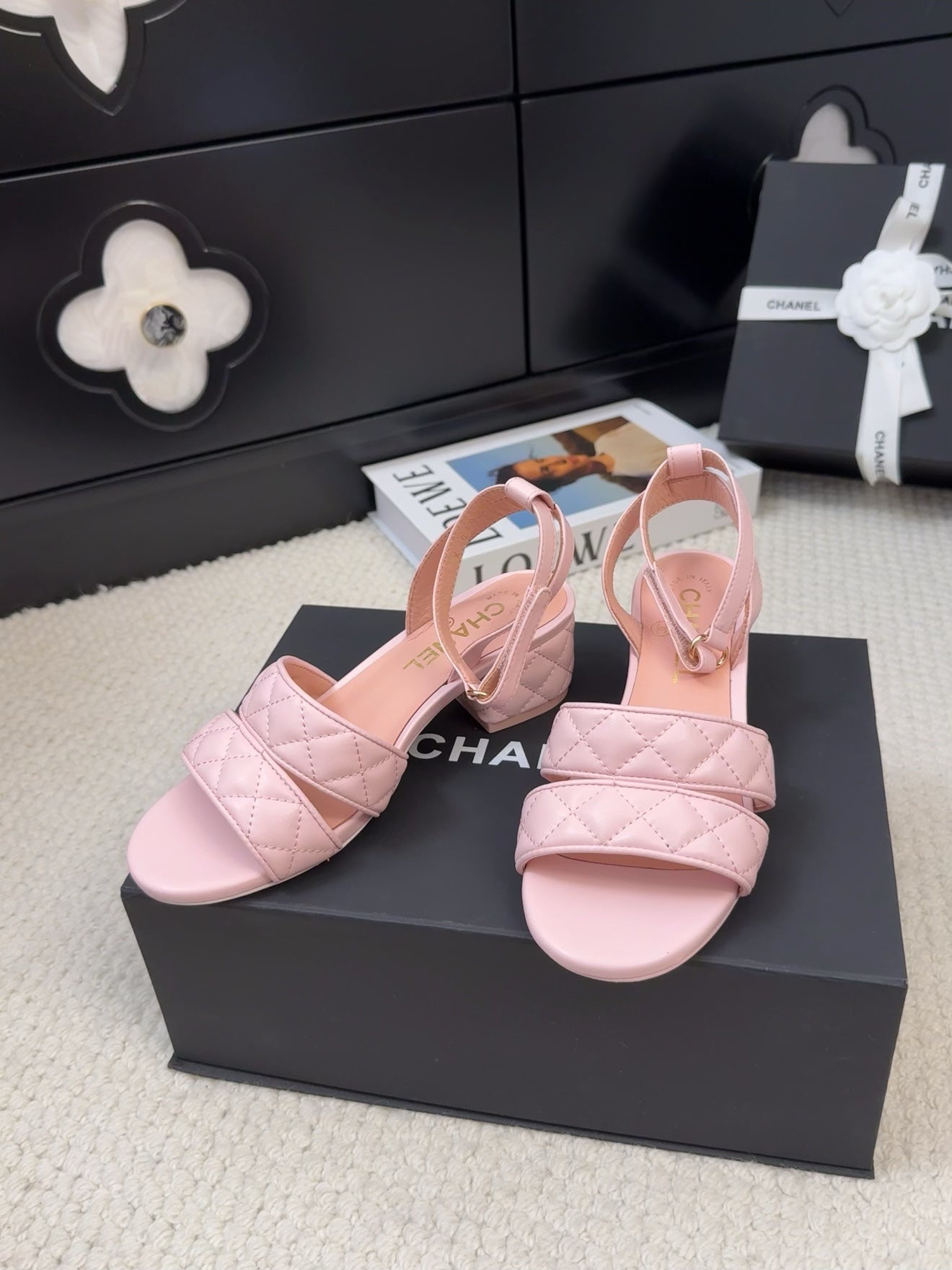 25C Sandal 45mm Open Heel Pink Lambskin 233489 - 35