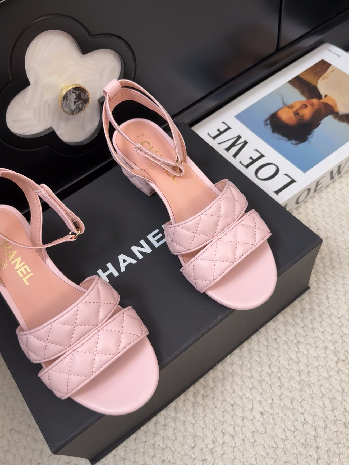 25C Sandal 45mm Open Heel Pink Lambskin 233489 - 35