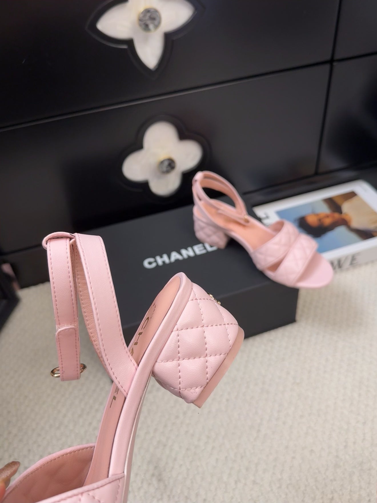 25C Sandal 45mm Open Heel Pink Lambskin 233489 - 35