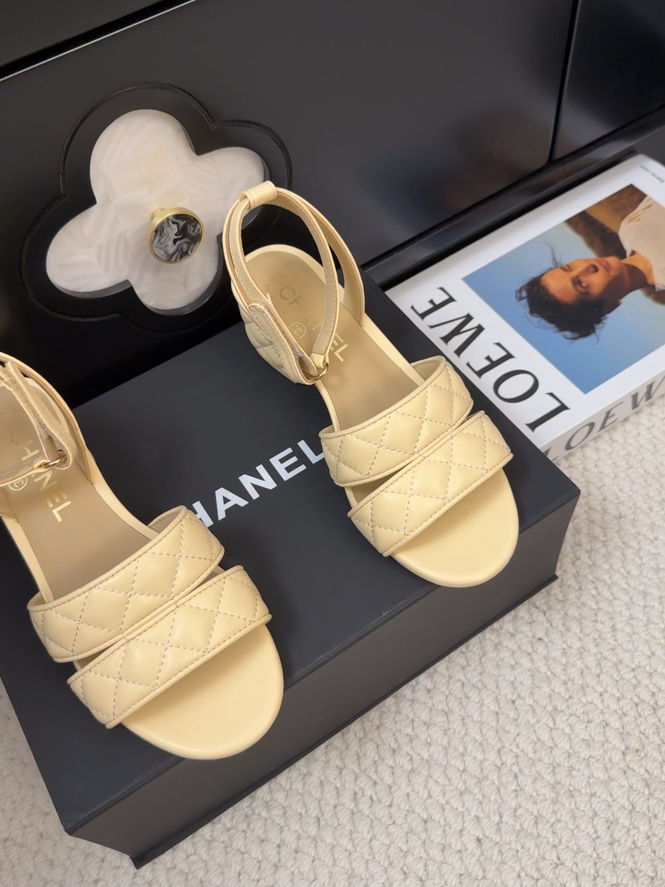25C Sandal 45mm Open Heel Beige Lambskin 233490 - 35