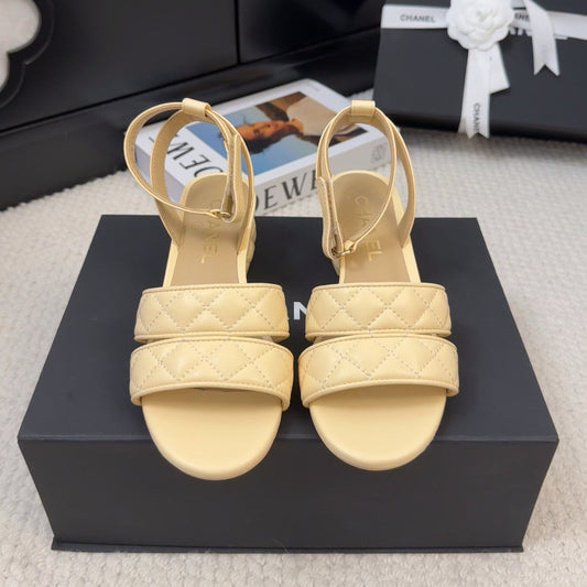 25C Sandal 45mm Open Heel Beige Lambskin 233490 - 35